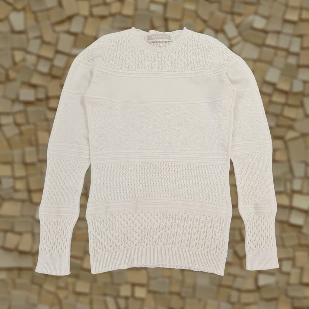 Vintage Stefanel Womens Jumper White Small Knitted Angora Pullover Crew Neck Casual City Designer Italy Size S / US 4 / IT 40 - 1 Thumbnail