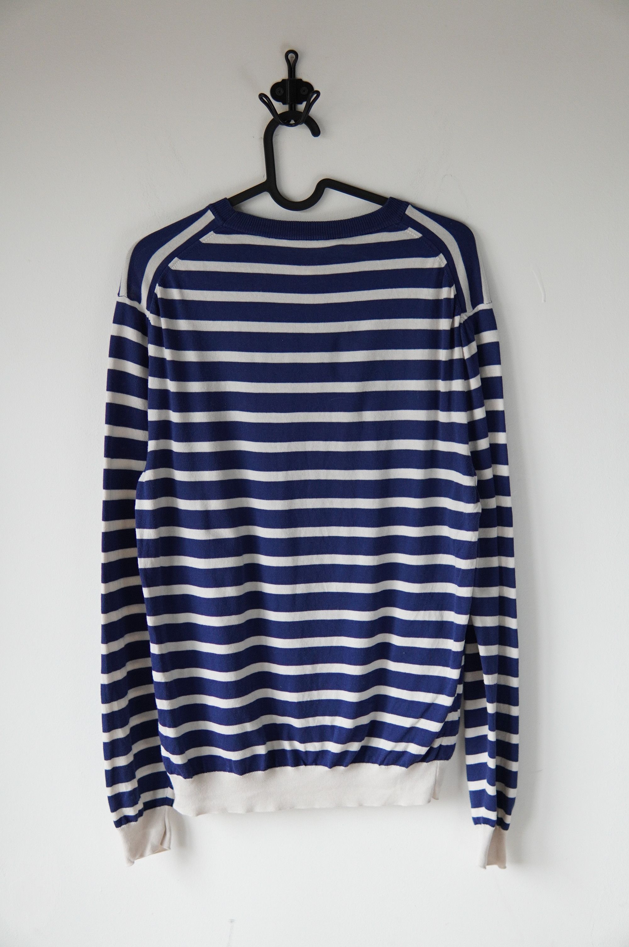 L.B.M. 1911 L.B.M. 1911 Men's Blue Cream Striped Long Sleeve Knit Shirt Size US S / EU 44-46 / 1 - 3 Thumbnail