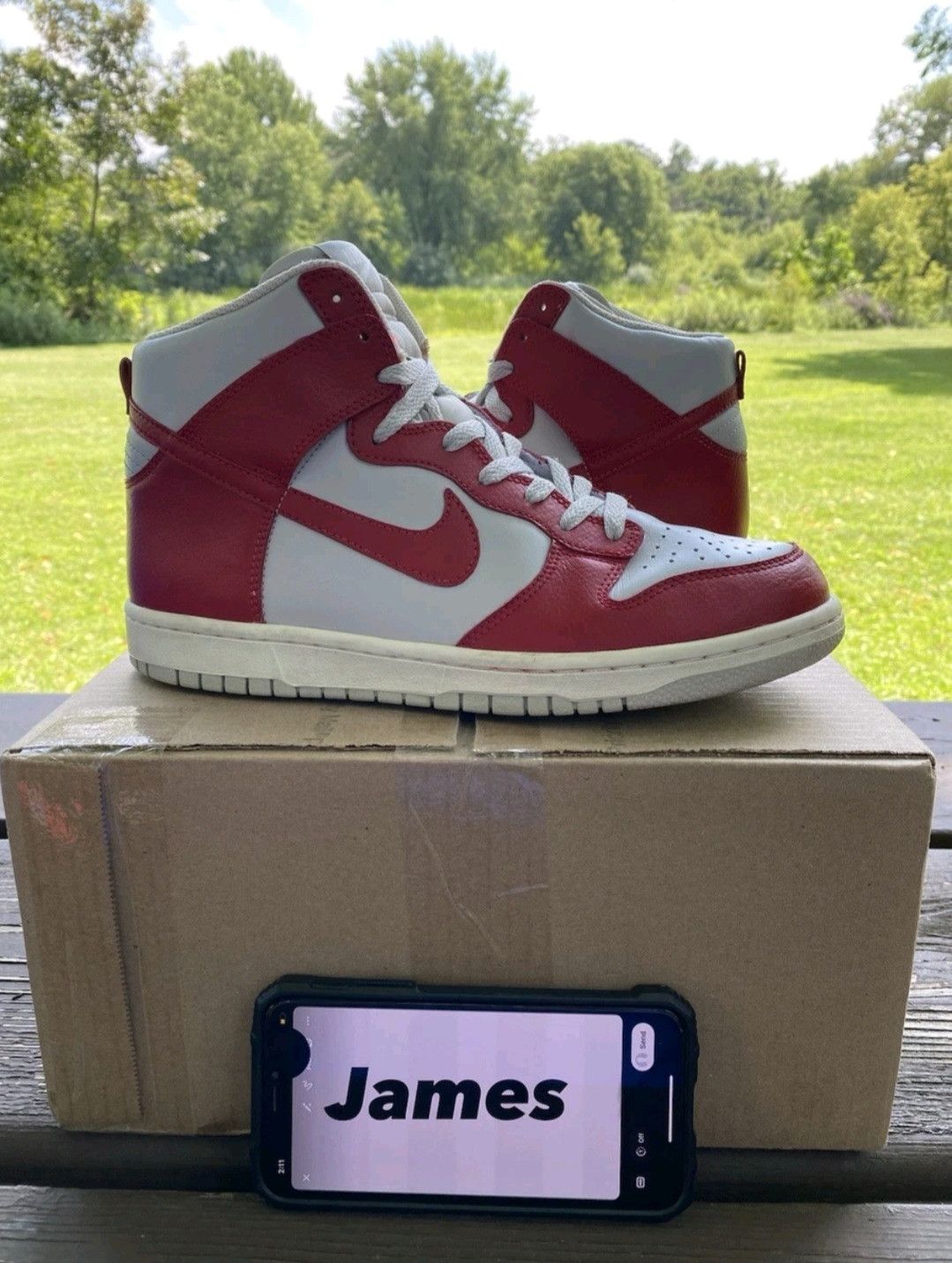 Nike Size 9.5 - Wmns Nike Dunk High Gym Red Neutral Grey Sail Size US 9.5 / IT 39.5 - 1 Thumbnail