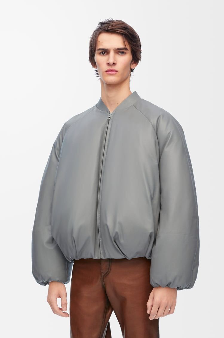 Loewe Loewe Grey Padded Leather Bomber Jacket Size US M / EU 48-50 / 2 - 4 Thumbnail
