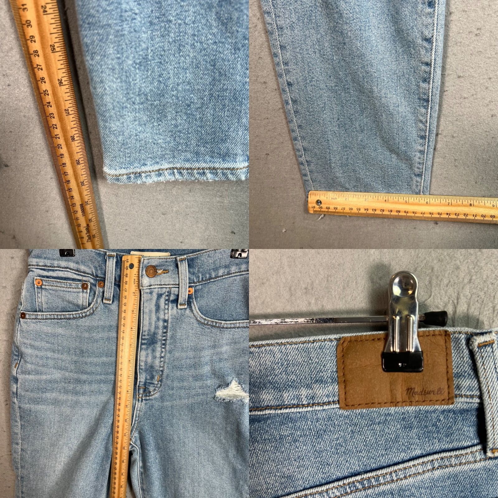 Madewell Madewell Jeans Woman 25T Mom Light Wash High Rise Distressed Denim 5-Pocket Distressed Jeans 31in Inseam Tall Color Blue Size 42" / US 20 - 8 Thumbnail