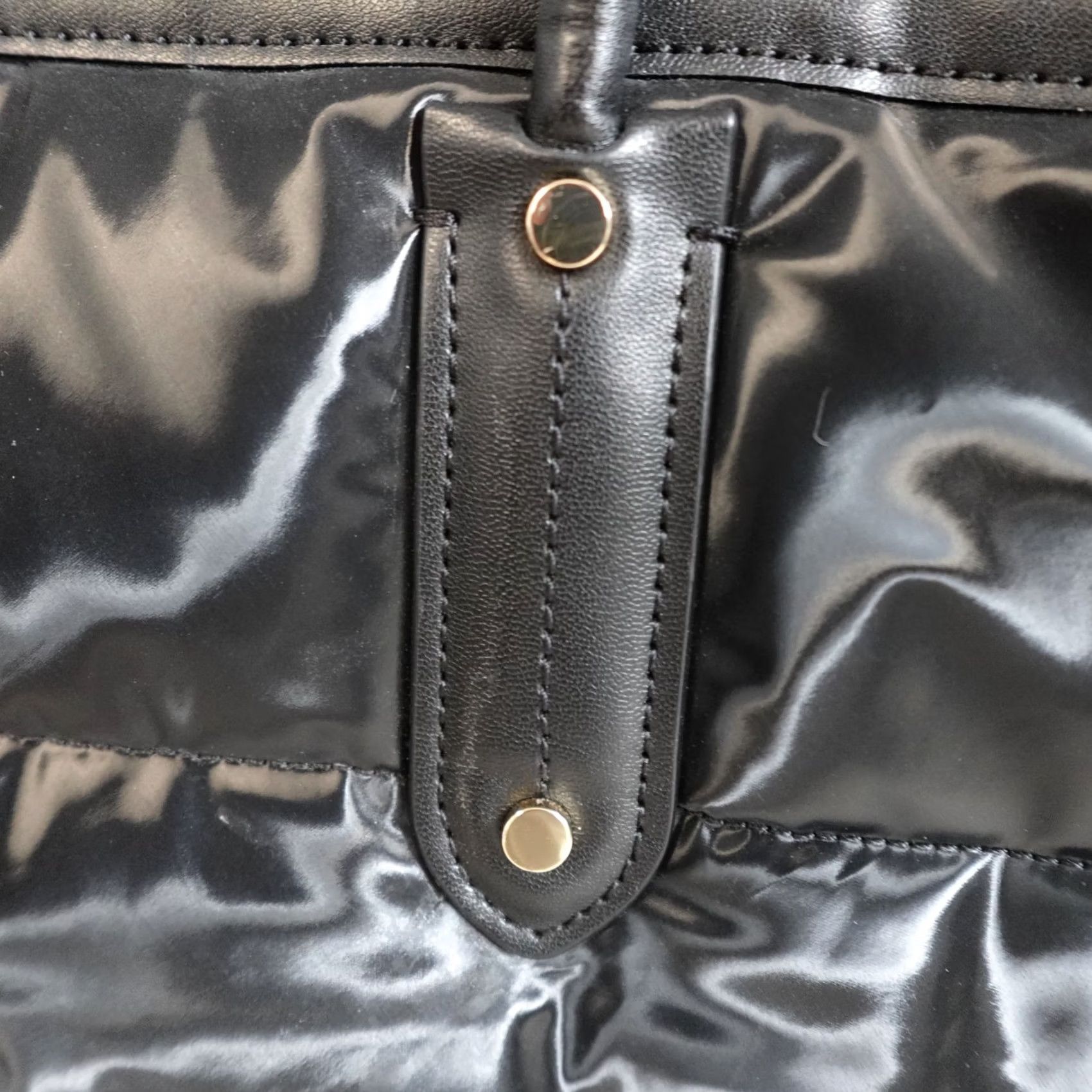 Vintage kate spade new york Tote Black Ella Puffy Fabric Large Nylon Leather Double Handles Women Size ONE SIZE - 3 Thumbnail