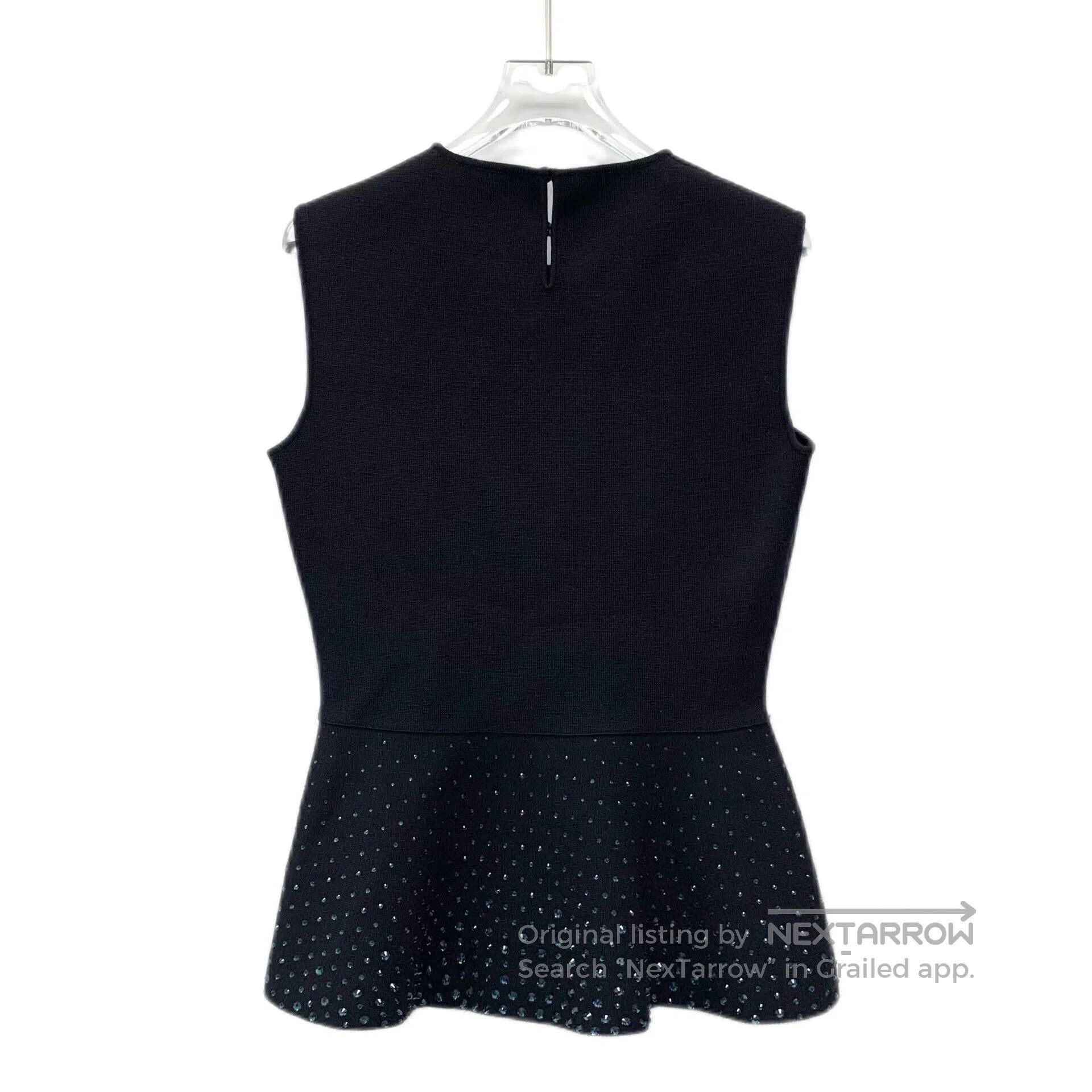 Dior black sleeveless top with rhinestones by Dior. Size US L / EU 52-54 / 3 - 2 Thumbnail
