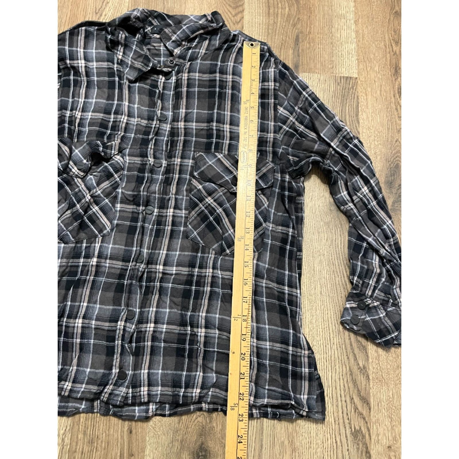 Sanctuary Sanctuary Shirt Women Large Black White Plaid Button-Up Long Sleeve Collared Size L / US 10 / IT 46 - 7 Thumbnail