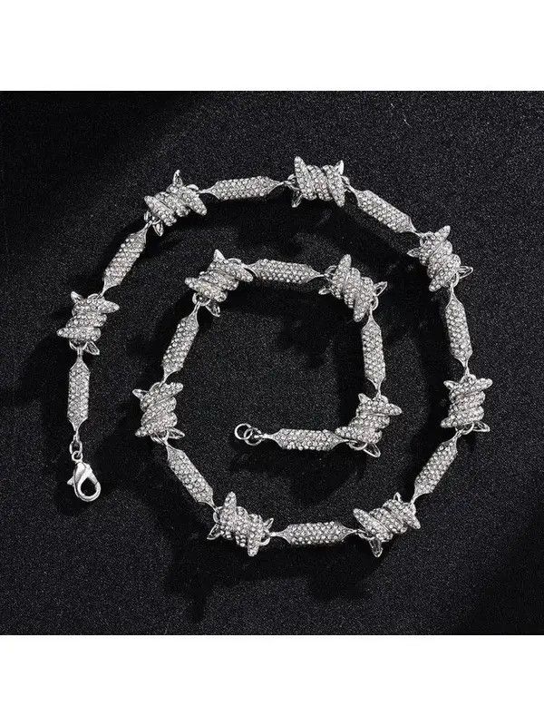 VIBE Bling Crystal Barbed Wire Link Choker Necklace Size ONE SIZE - 3 Thumbnail