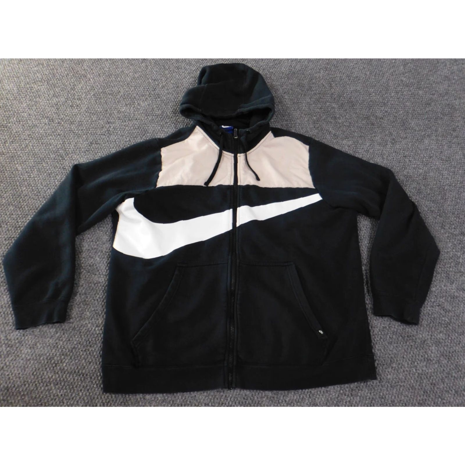 Nike Nike Hoodie Men XL Black Logo Swoosh Full Zip Retro Pockets Casual Size US XL / EU 56 / 4 - 4 Thumbnail