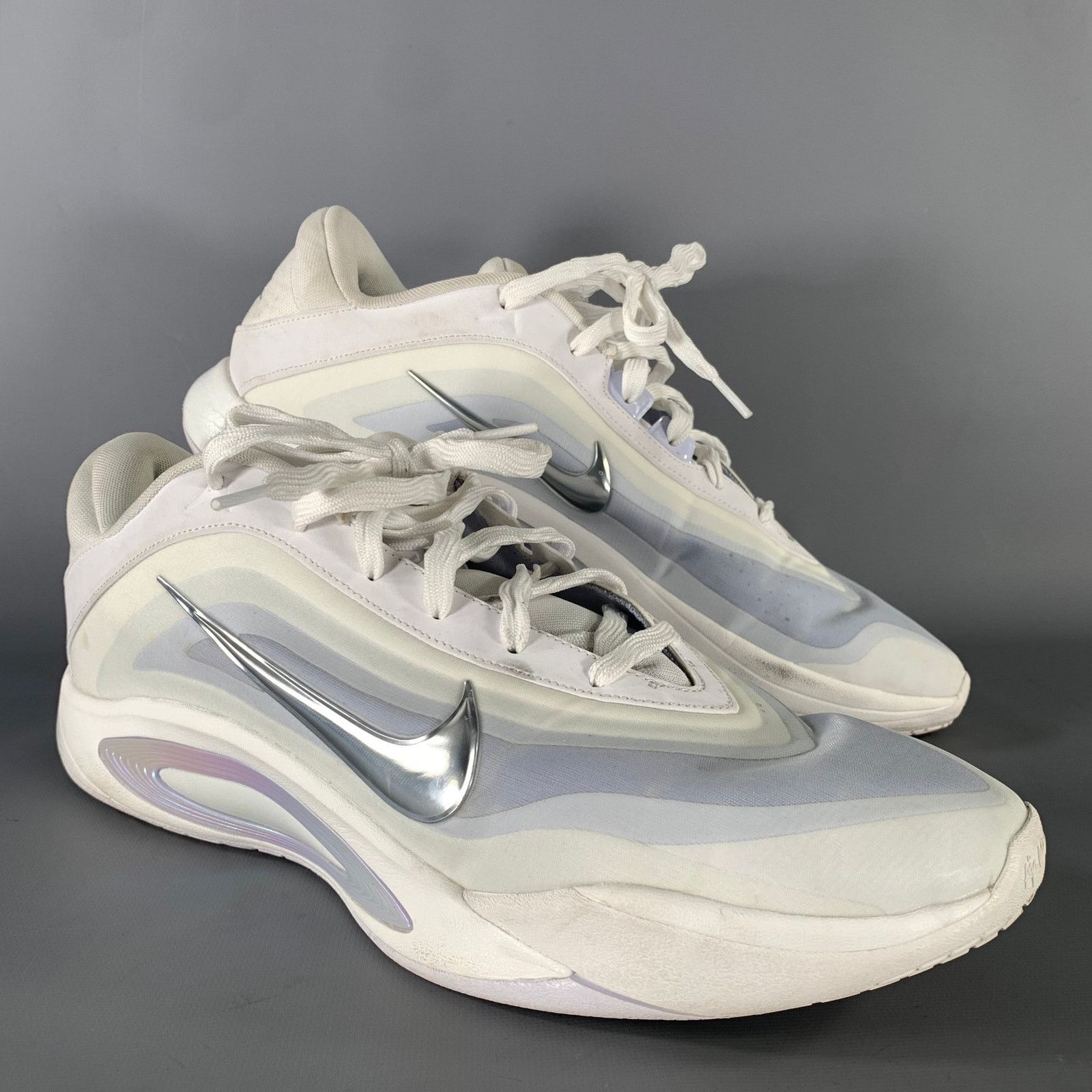 Nike NIKE White Silver Mixed Patterns Canvas B-Ball Snkrs Size US 15 / EU 48 - 1 Thumbnail