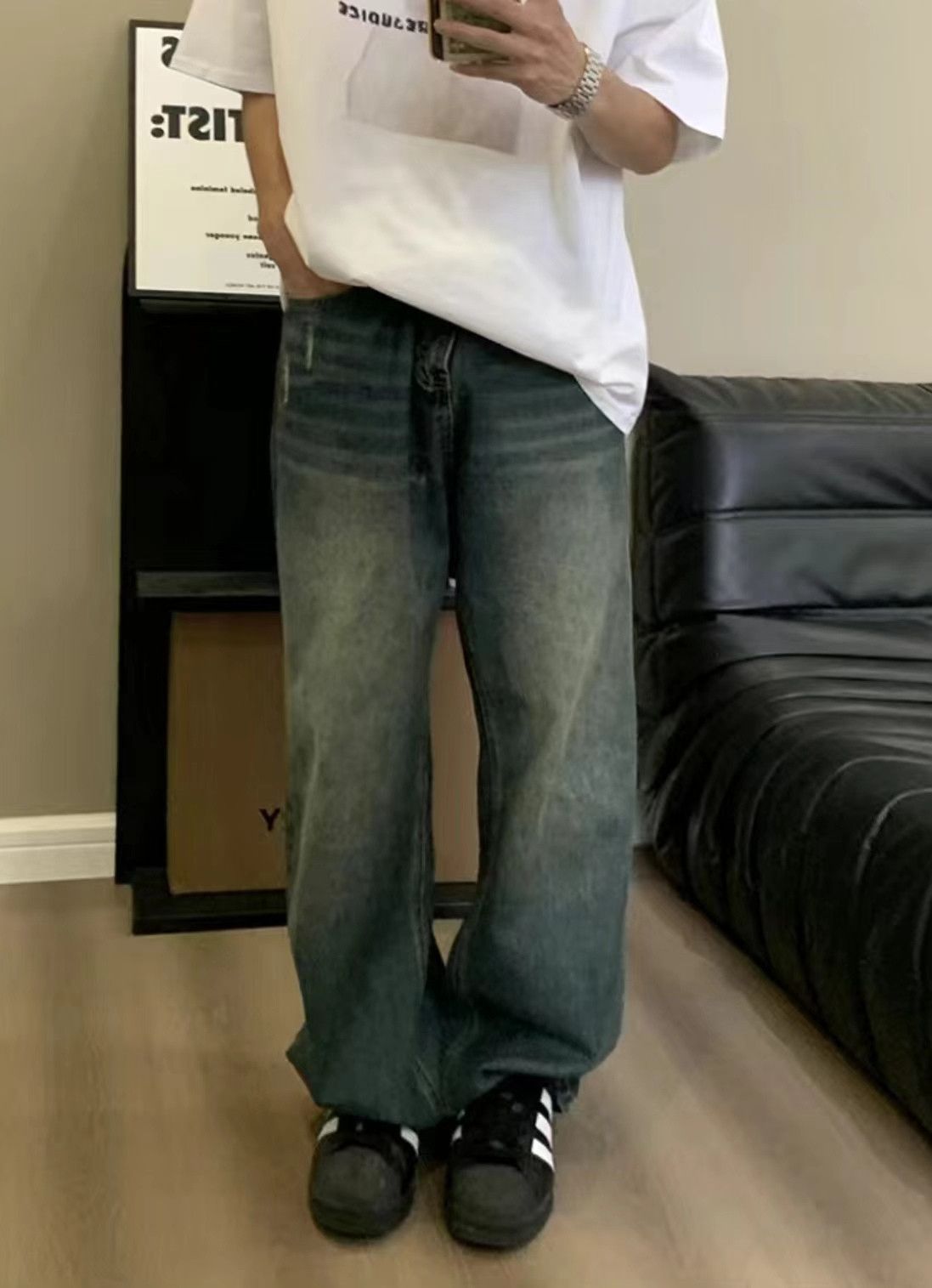 Japanese Brand × Jean Vintage washed distressed loose-fitting jeans Size US 32 / EU 48 - 1 Thumbnail