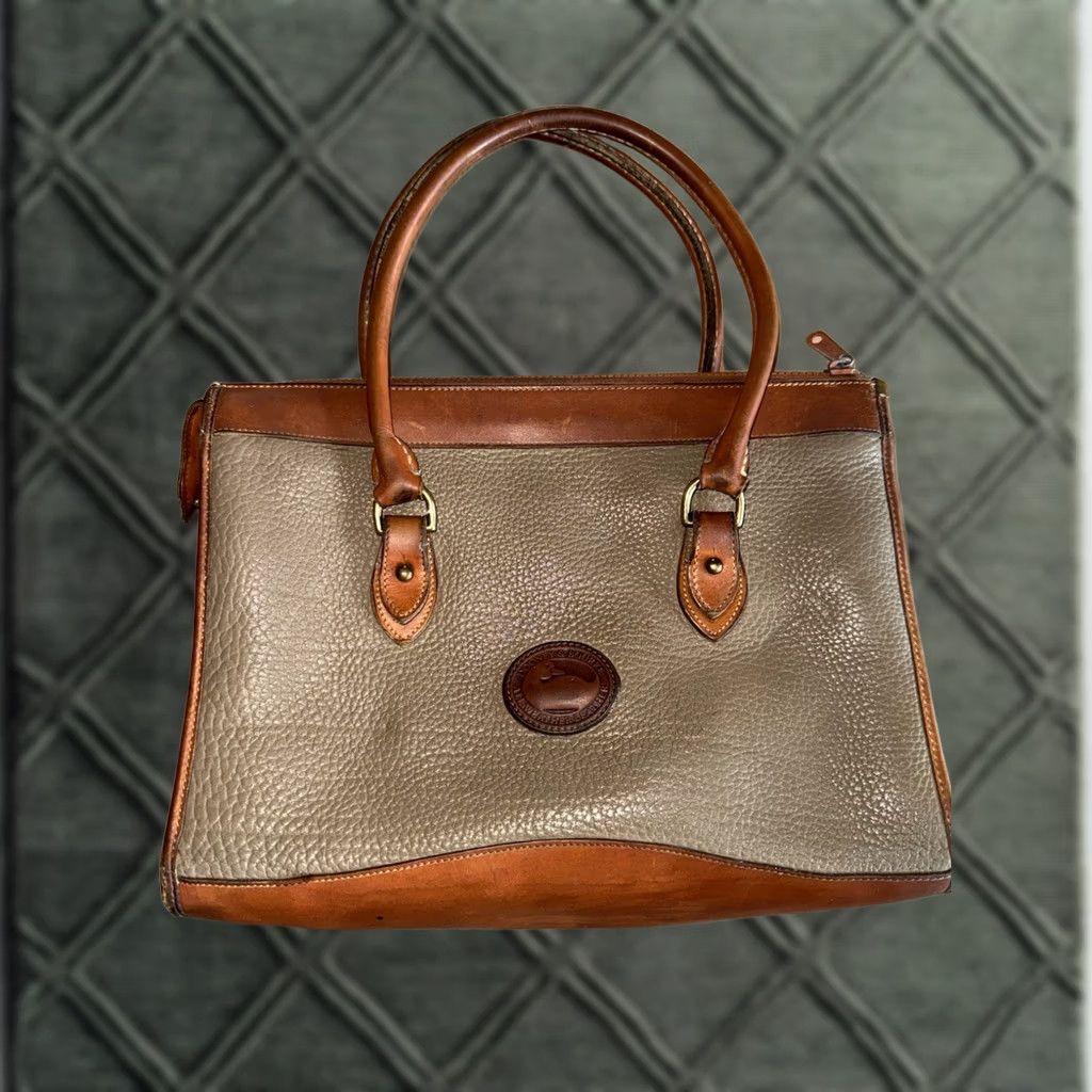 Dooney & Bourke VINTAGE Dooney Bourke Satchel Bag Leather Medium Cognac Good Condition USA 80s 90s Womens Size ONE SIZE - 1 Thumbnail
