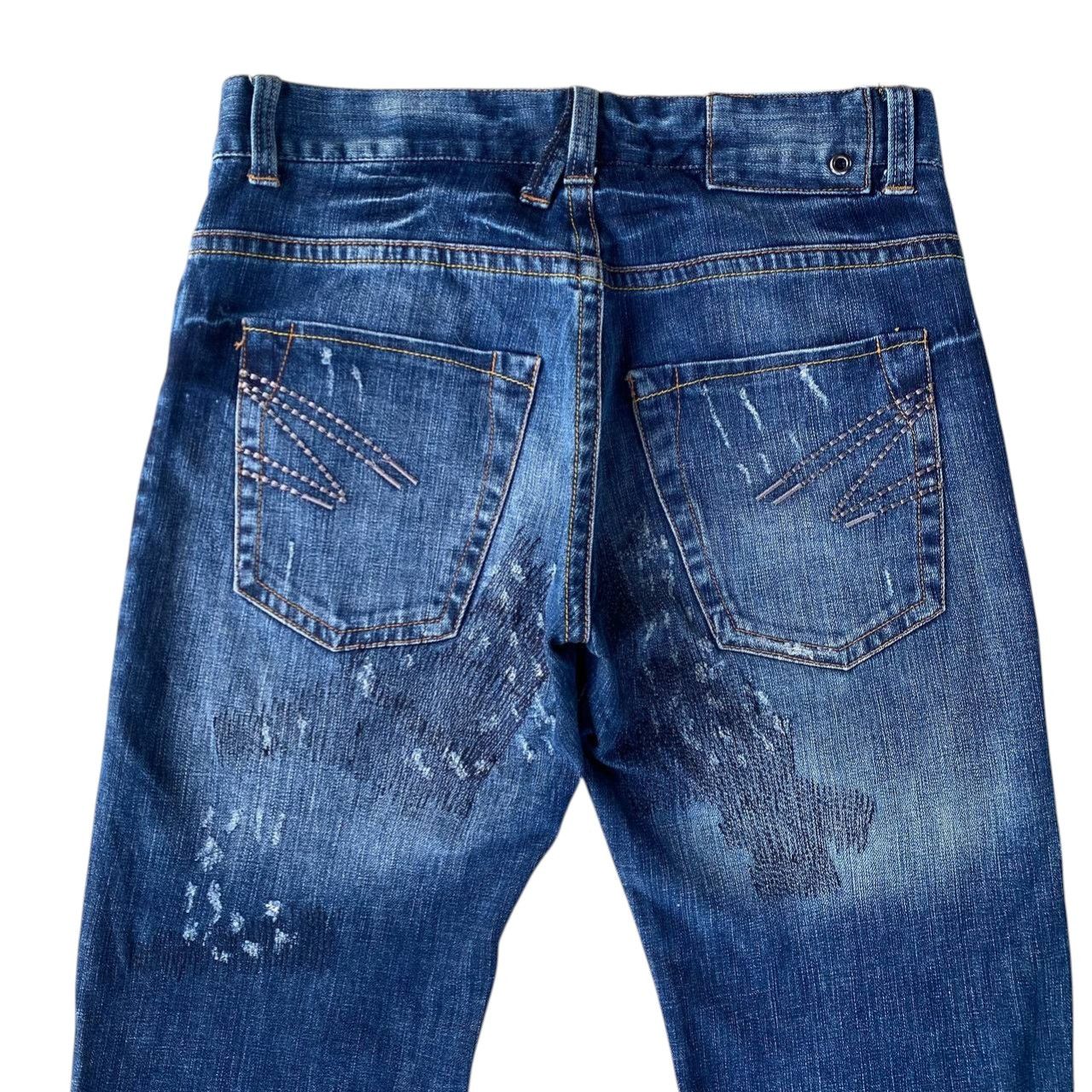 291295=Homme JAPAN 291295=HOMME Curved Leg Grunge Aesthetic Repair Denim Size US 30 / EU 46 - 8 Thumbnail