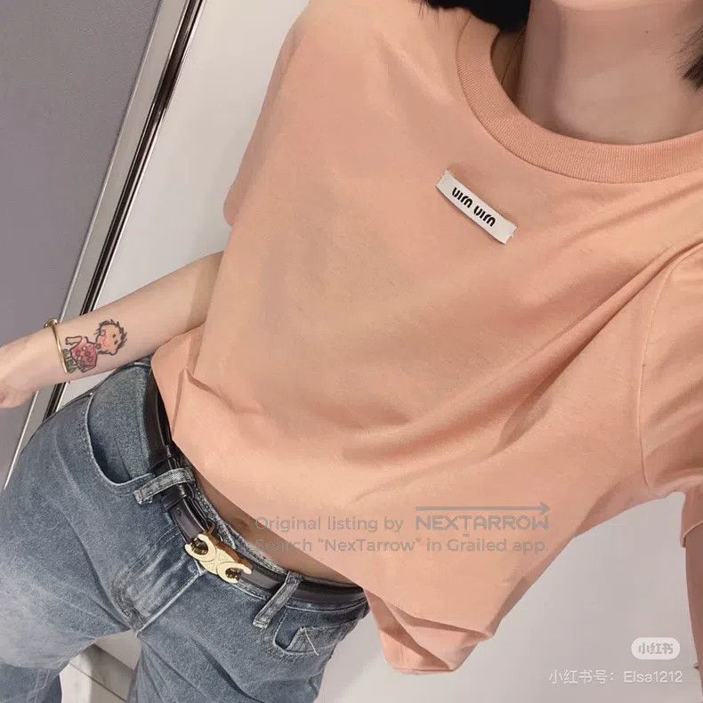 Miu Miu Miu Miu Size XS Orange and pink letter T-shirt Size XS / US 0-2 / IT 36-38 - 8 Thumbnail
