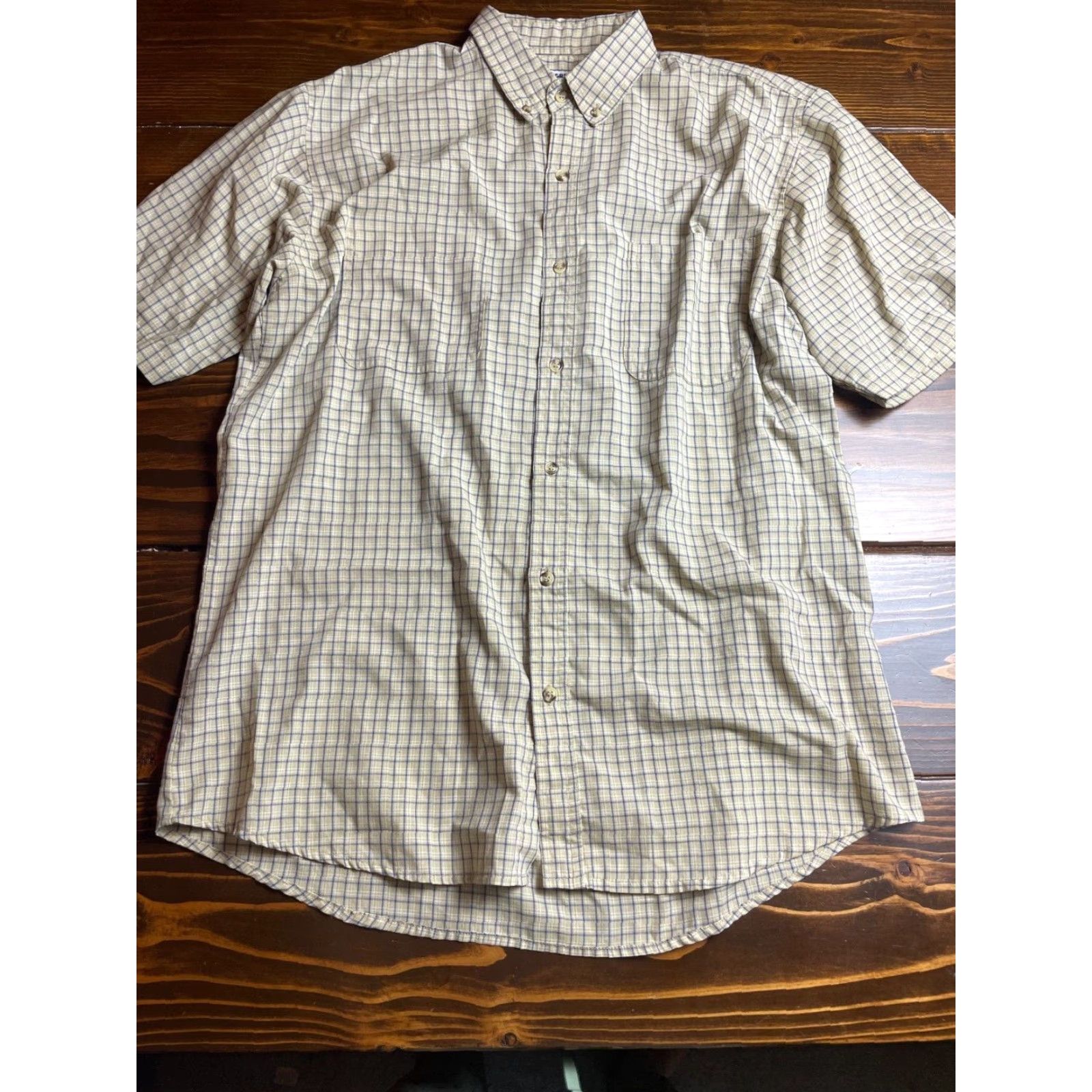 McGregor McGregor Shirt Men's Large Button-Down Checkered Wrinkle Resistant Vintage Brown Tan Casual Short Sleeve Shirt Size US L / EU 52-54 / 3 - 2 Thumbnail