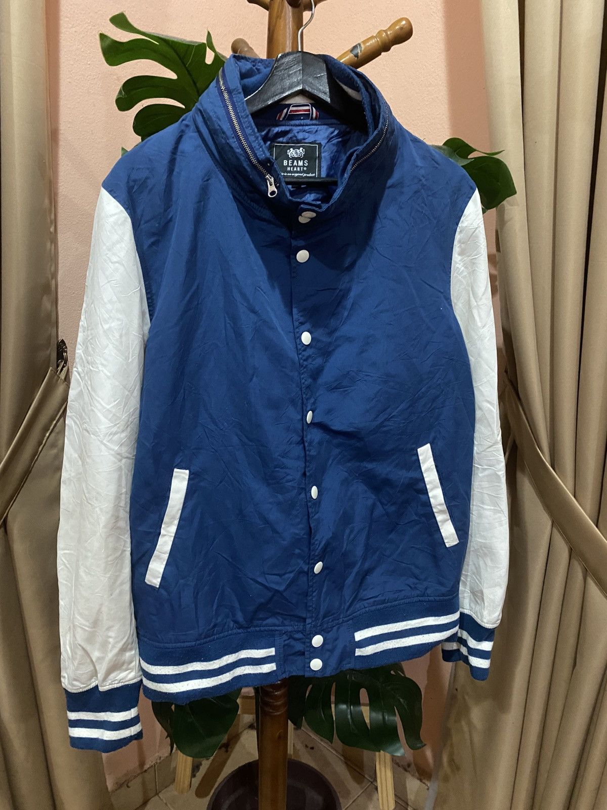 Beams Plus Vintage BEAMS HEART Varsity Jacket – Blue & White Baseball Size US M / EU 48-50 / 2 - 3 Thumbnail