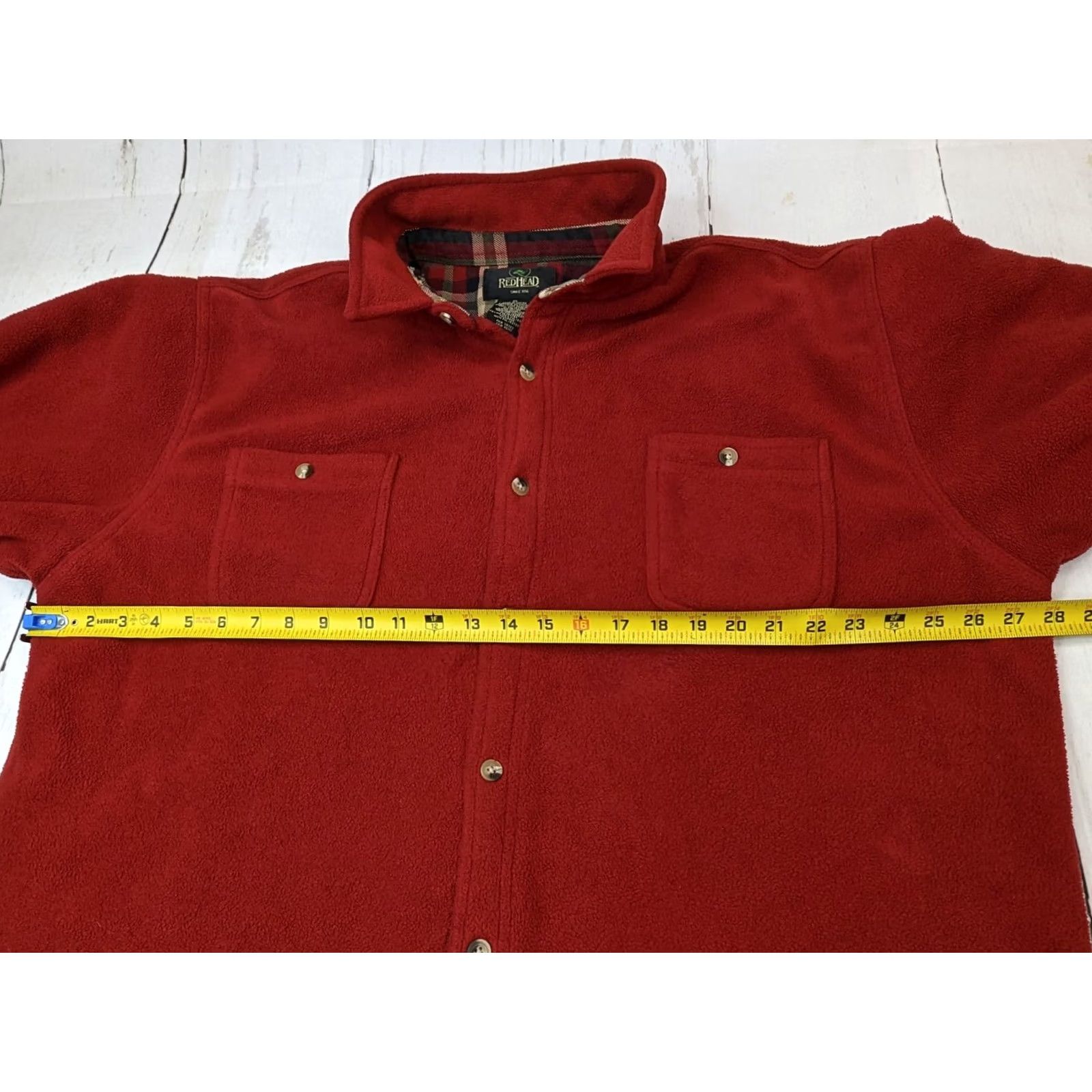 Vintage RedHead Mens XL Red Fleece Jacket Shacket Full Zip Plaid Lined Barn Work Coat Size US XL / EU 56 / 4 - 6 Thumbnail