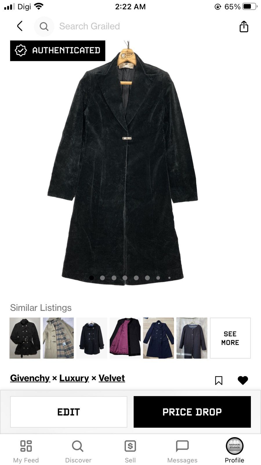 Givenchy GIVENCHY BOUTIQUES VELVET LONG COAT #5947-215 Size S / US 4 / IT 40 - 12 Thumbnail