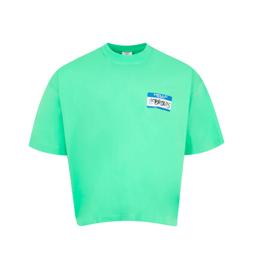 Vetements o1h1sh10525 My Name Label Cropped T-Shirt in Green Size US S / EU 44-46 / 1 - 1 Thumbnail