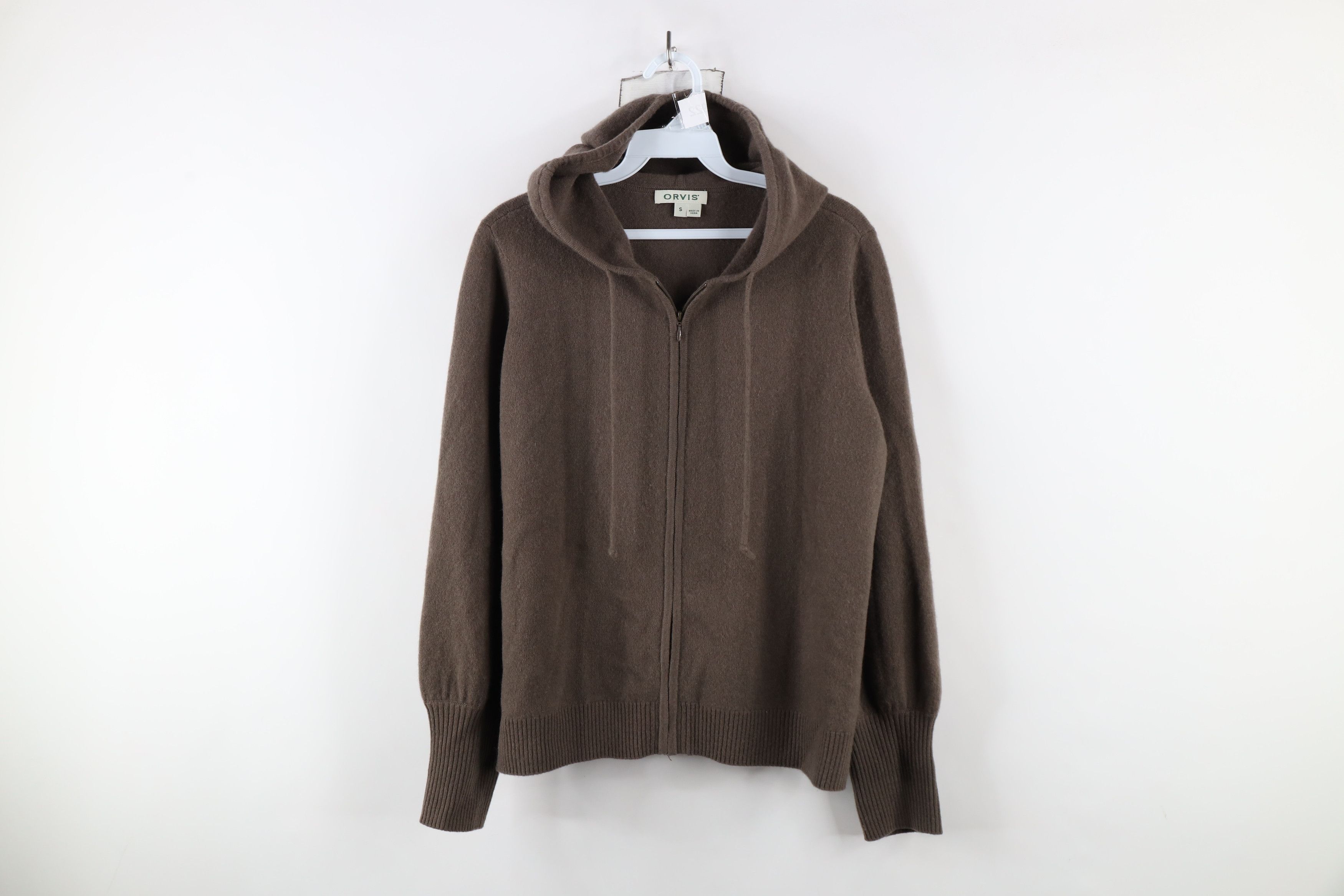 Orvis × Vintage Orvis Blank Soft Cashmere Knit Full Zip Hoodie Sweater Brown Size S / US 4 / IT 40 - 1 Thumbnail