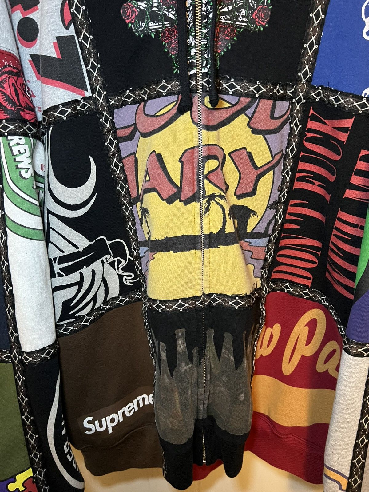 Number (N)ine × Supreme Supreme X Number (N)ine patchwork zip-up hoodie Size US XL / EU 56 / 4 - 7 Thumbnail
