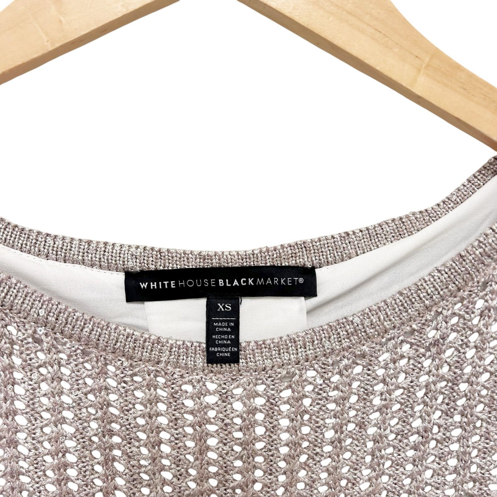 White House Black Market White House Black Market Gold Sparkly Knit Layered Shirt XS Size XS / US 0-2 / IT 36-38 - 3 Thumbnail