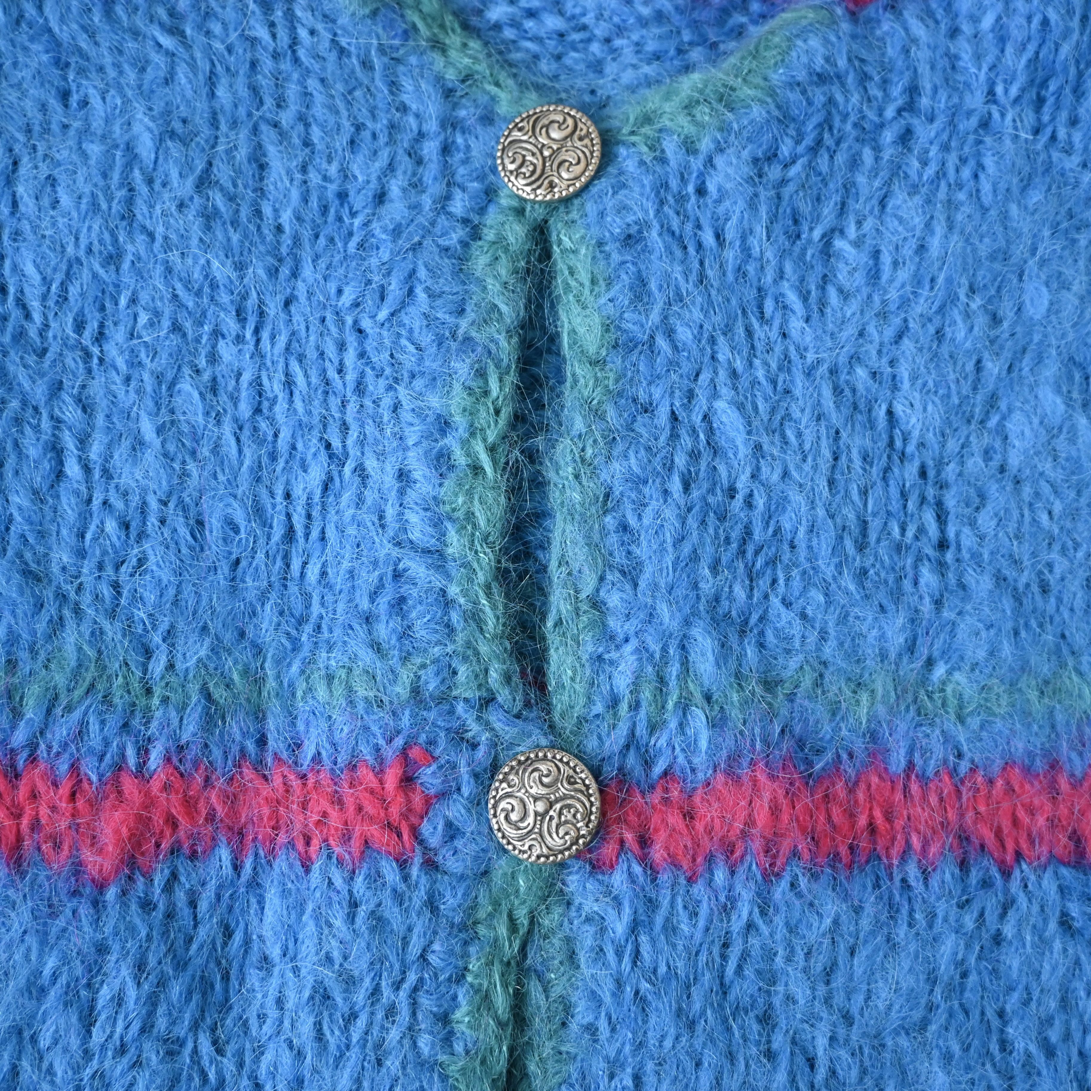 Handmade Vintage 1980 - 90s Mohair-mix knit cardigan, mens L Size XXL / US 16-18 / IT 52-54 - 10 Thumbnail