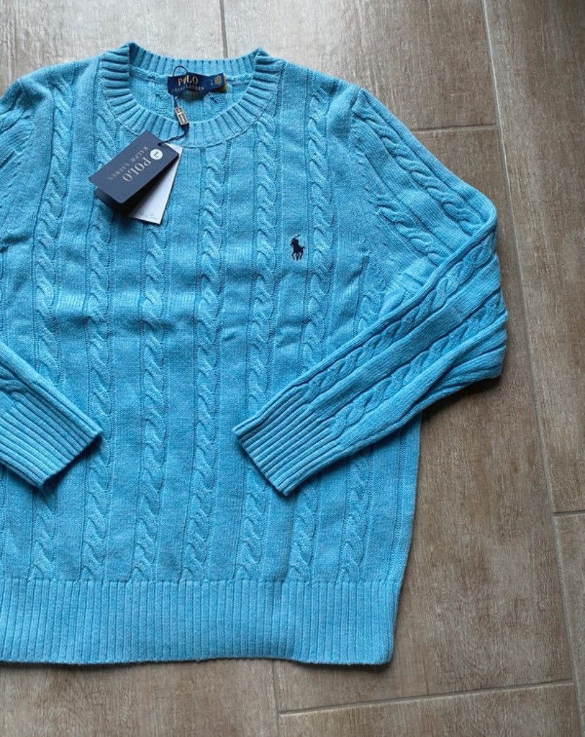Polo Ralph Lauren Ralph Lauren Sweater mit Zopfmuster in Hellblau | Größe L Size US L / EU 52-54 / 3 - 2 Thumbnail
