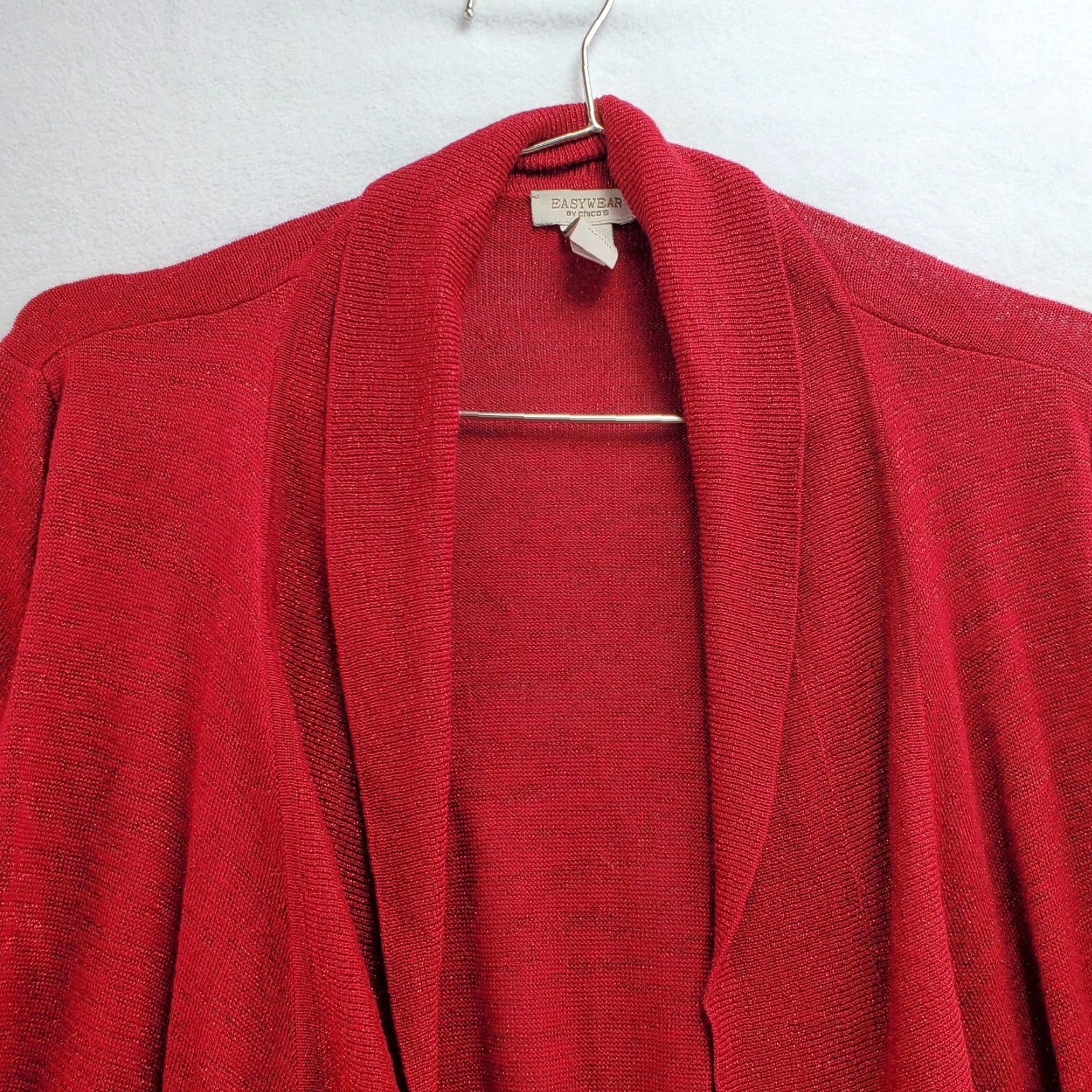 Vintage Chicos Cardigan Sweater Women S Red Knit Rayon Shawl Neck Casual Open 1 (S) Easywear Vintage No Size S / US 4 / IT 40 - 4 Thumbnail