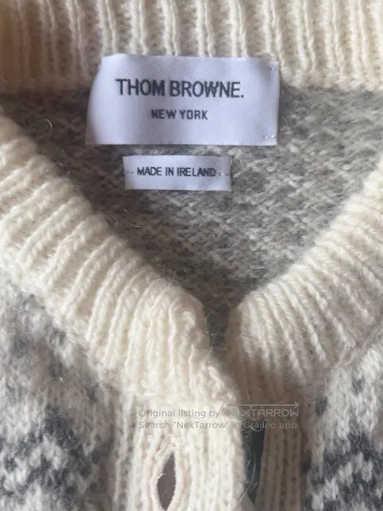 Thom Browne Thom Browne Brocade Knit Cardigan, Beige with Red and Blue Size US M / EU 48-50 / 2 - 3 Thumbnail