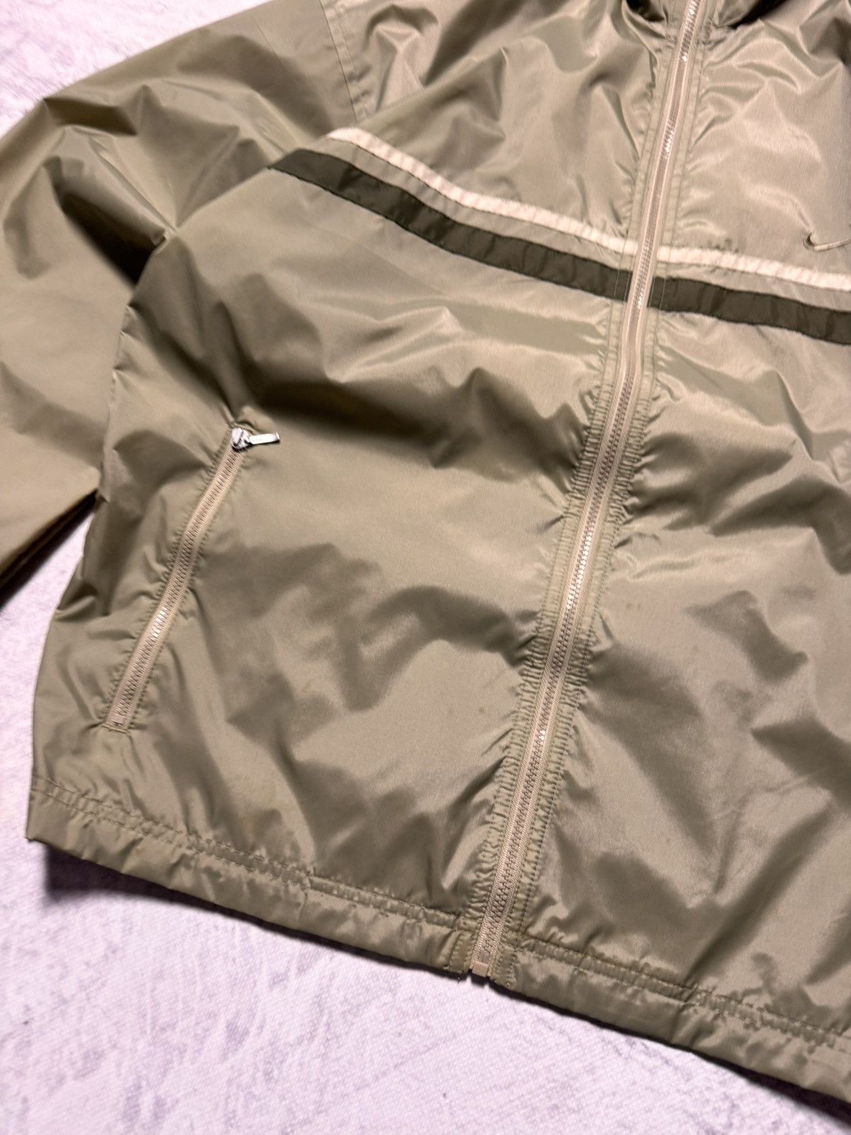 Nike × Vintage 00s Nike Vintage Mini Swoosh Oversize Drill Track Jacket Y2K Size US S / EU 44-46 / 1 - 4 Thumbnail