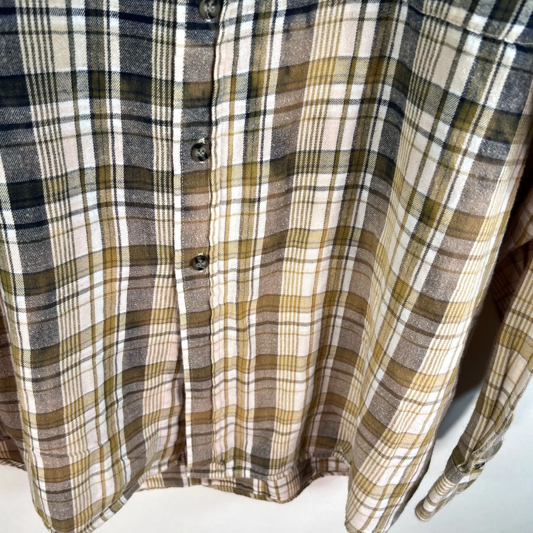 Bugle Boy Bugle Boy Multicolor Plaid Button-Up Shirt Adult XL Hand Bleached Flannel Deer Skull Flag Grunge Boho Casual Long Sleeve Mens Size XL / US 12-14 / IT 48-50 - 5 Thumbnail