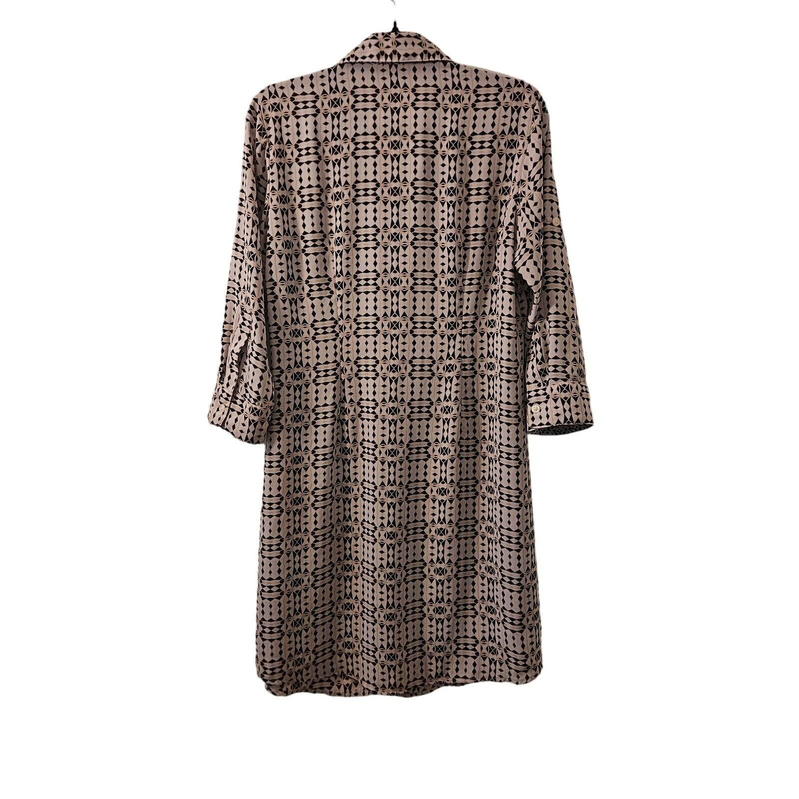 Designer Cabi Print Button Down Shirt Dress Beige Size Medium Size M / US 6-8 / IT 42-44 - 3 Thumbnail