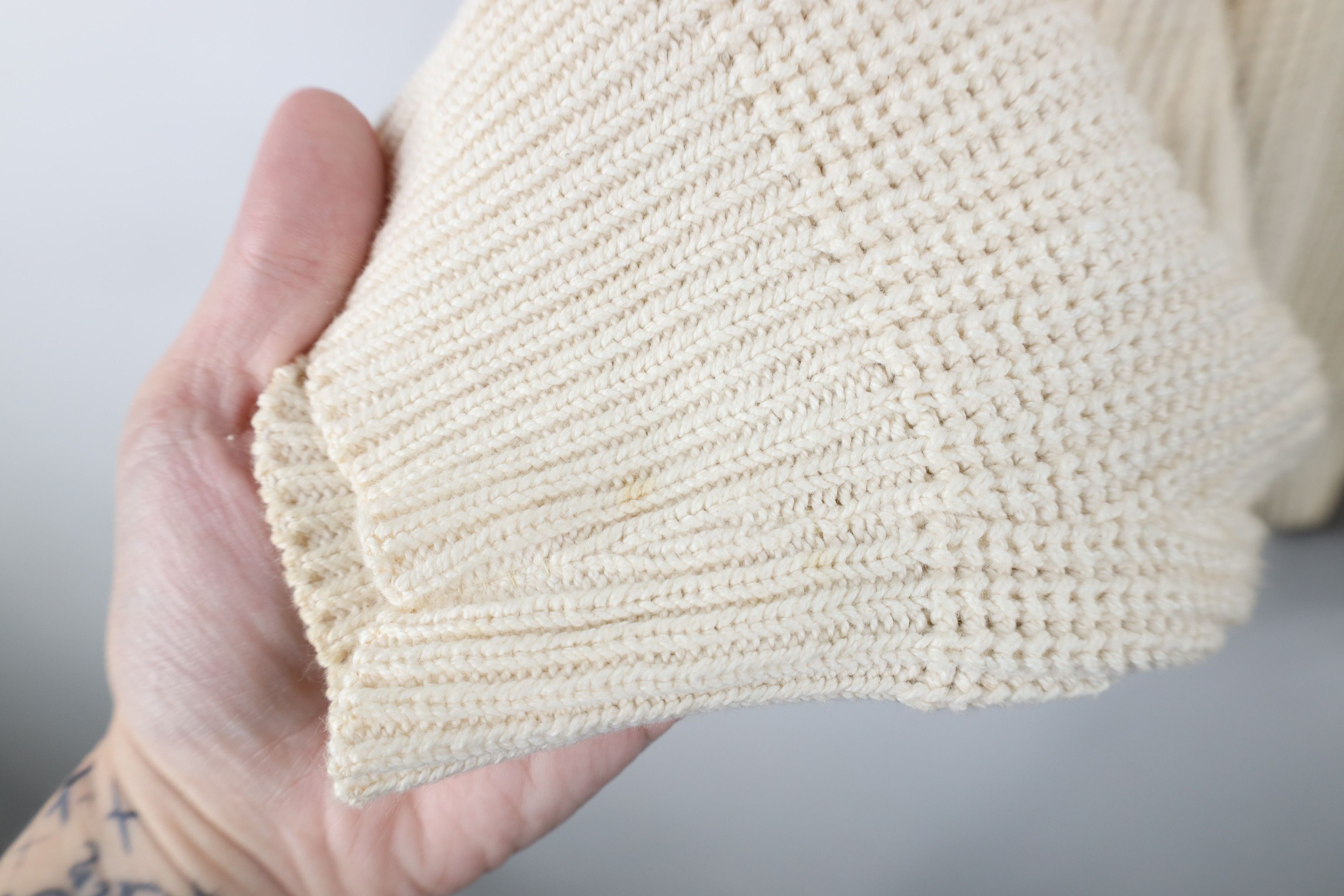 Vintage Vintage 80s 90s Streetwear Ribbed Knit Sweater Cream USA Size US XL / EU 56 / 4 - 9 Thumbnail