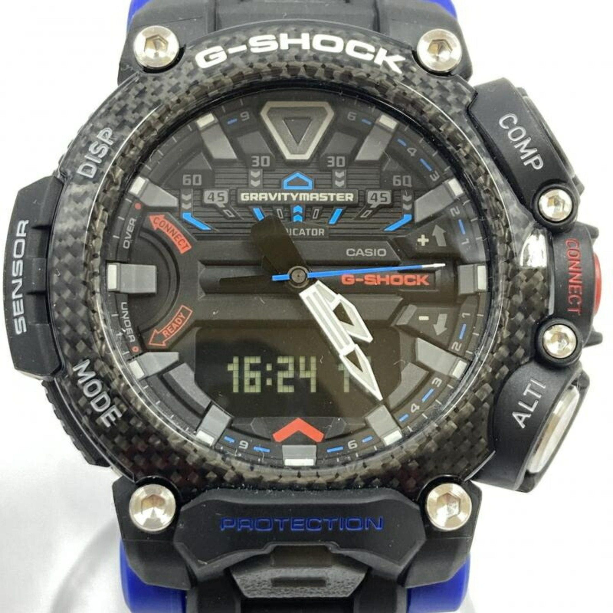 image of Casio G-Shock Watch Gr-B200-1A2Jf Gravitymaster Bluetooth G-Shock Carbon Black X Blue, Women's