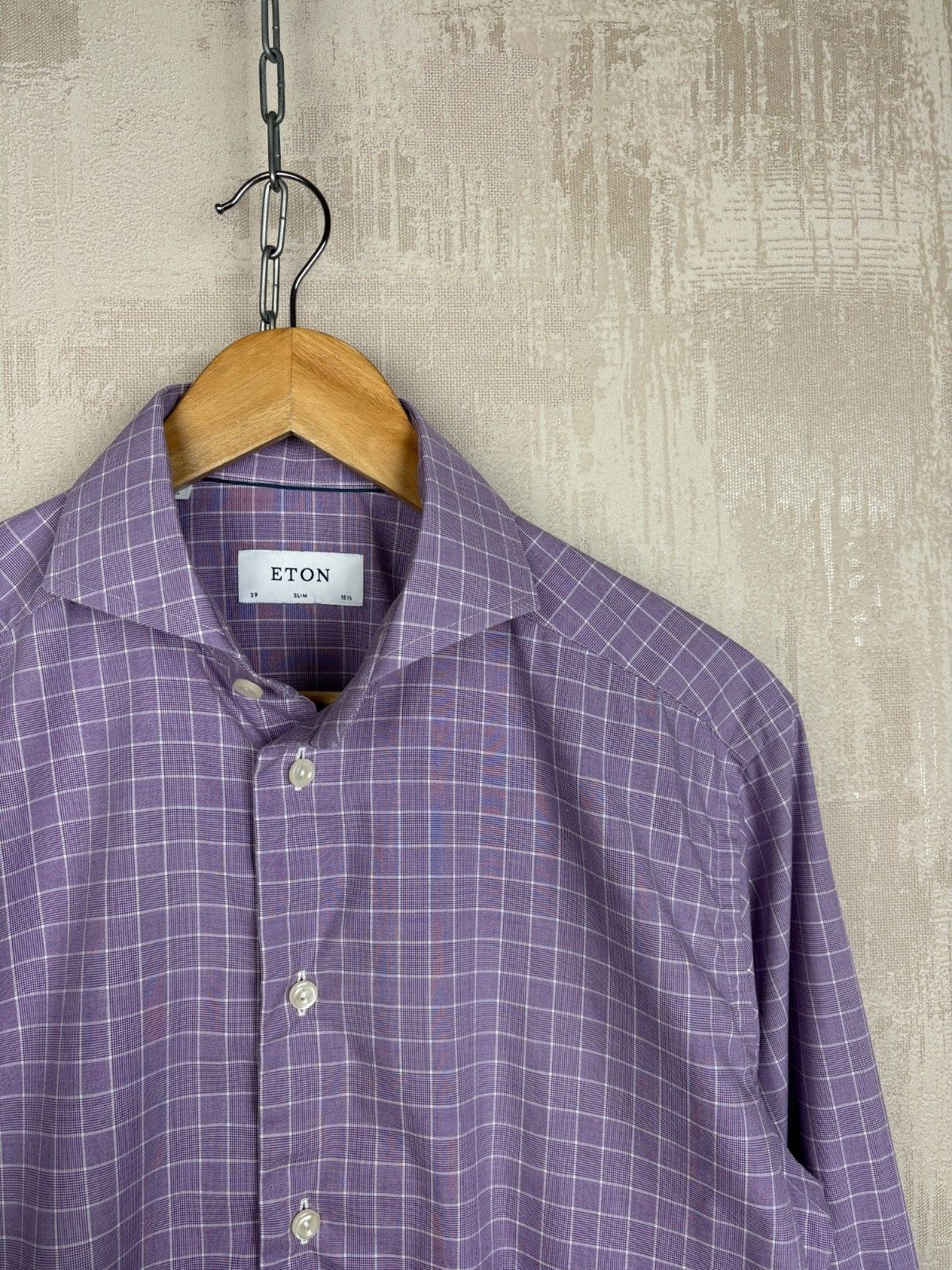 Eton Eton York Check Long Sleeve Dress Shirt Size 39 15.5 Slim Size US M / EU 48-50 / 2 - 6 Thumbnail