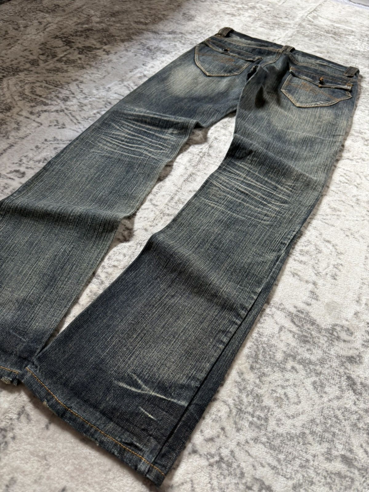 In The Attic In The Attic Japan Mud Earthy Wash Paneled Gun Pocket Jeans Size US 30 / EU 46 - 22 Thumbnail