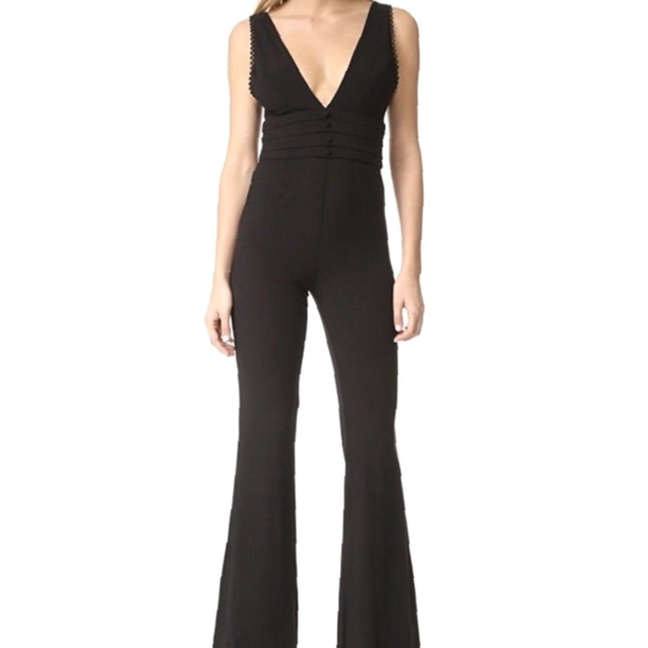 Vintage VINTAGE Stone Cold Fox Jumpsuit Black Flared Leg Sleeveless Size 2 Women Casual Party/Cocktail Travel Size 26" / US 2 / IT 38 - 7 Thumbnail