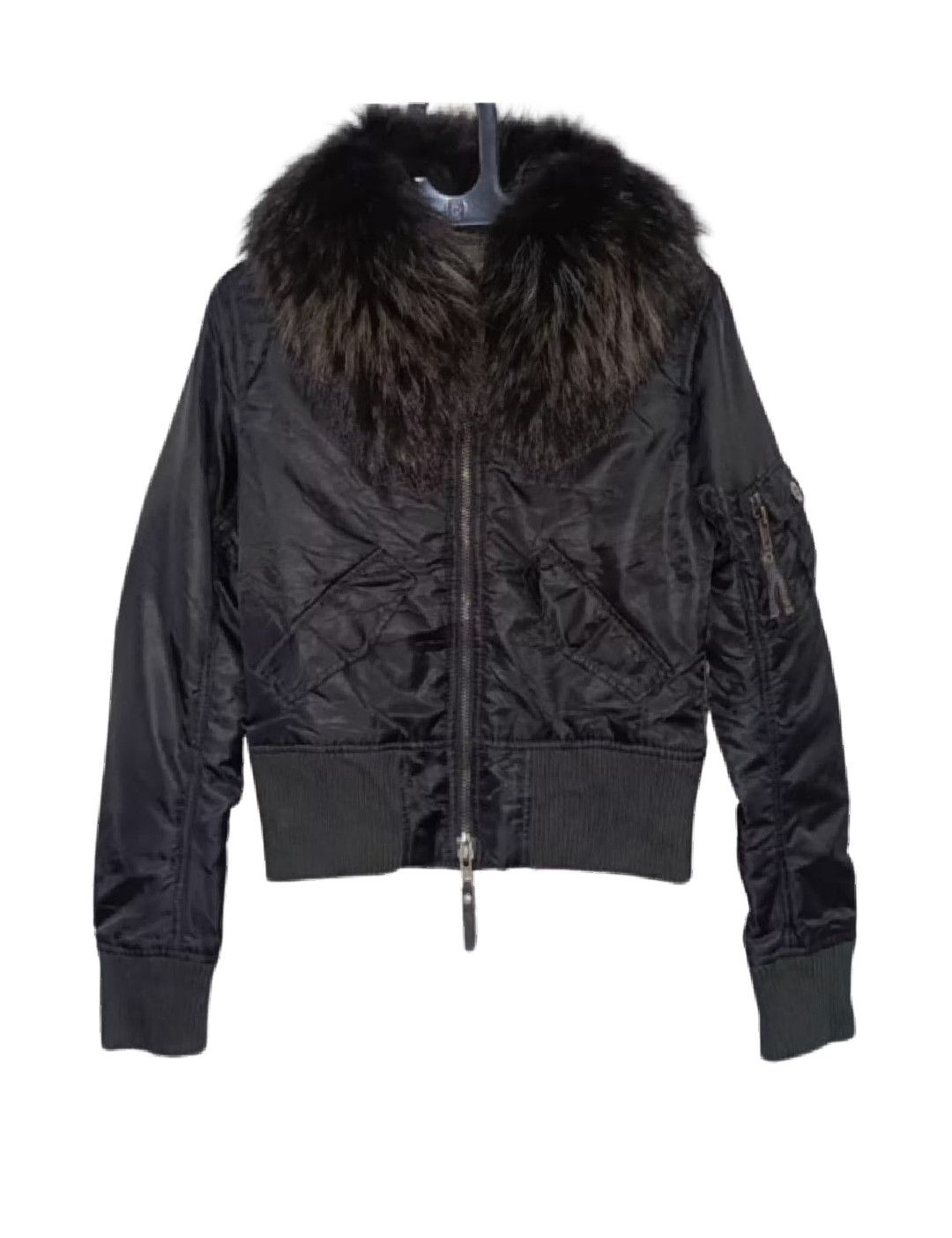 image of If Six Was Nine x Le Grande Bleu L G B G.o.a - Goa Real Fur Pilot Bomber in Black, Women's (Size Sm