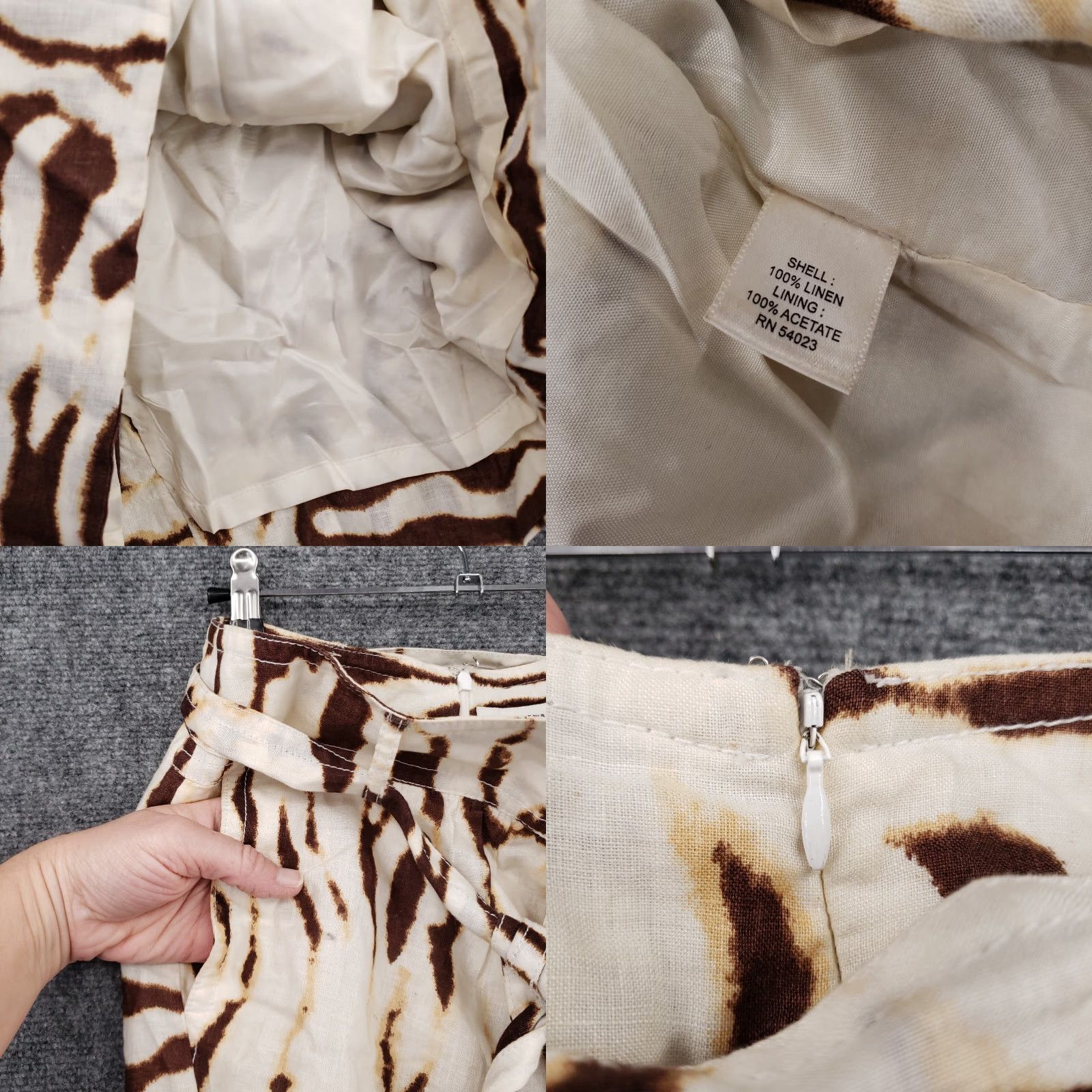 Banana Republic Banana Republic Skirt Womens 14 Brown Linen Mini Pencil Tiger Print Belted Lined Size 36" / US 14 / IT 50 - 8 Thumbnail