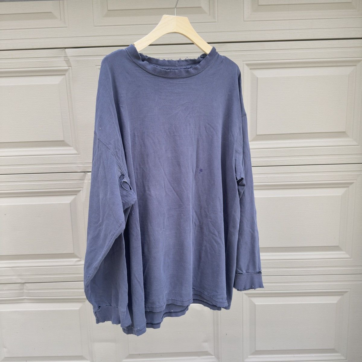 Vintage Thrashed Faded Distressed Blue Longsleeve Shirt ERD Grunge Size US XXL / EU 58 / 5 - 1 Thumbnail