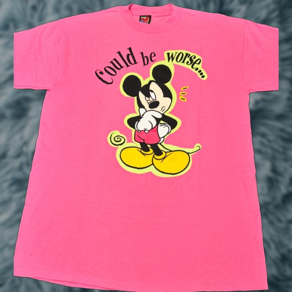 Disney VINTAGE Disney Mickey Mouse Cartoon VTG Shirt Mens Large L Pink 1990s 90s USA Hip Hop Cartoon Size US L / EU 52-54 / 3 - 1 Thumbnail