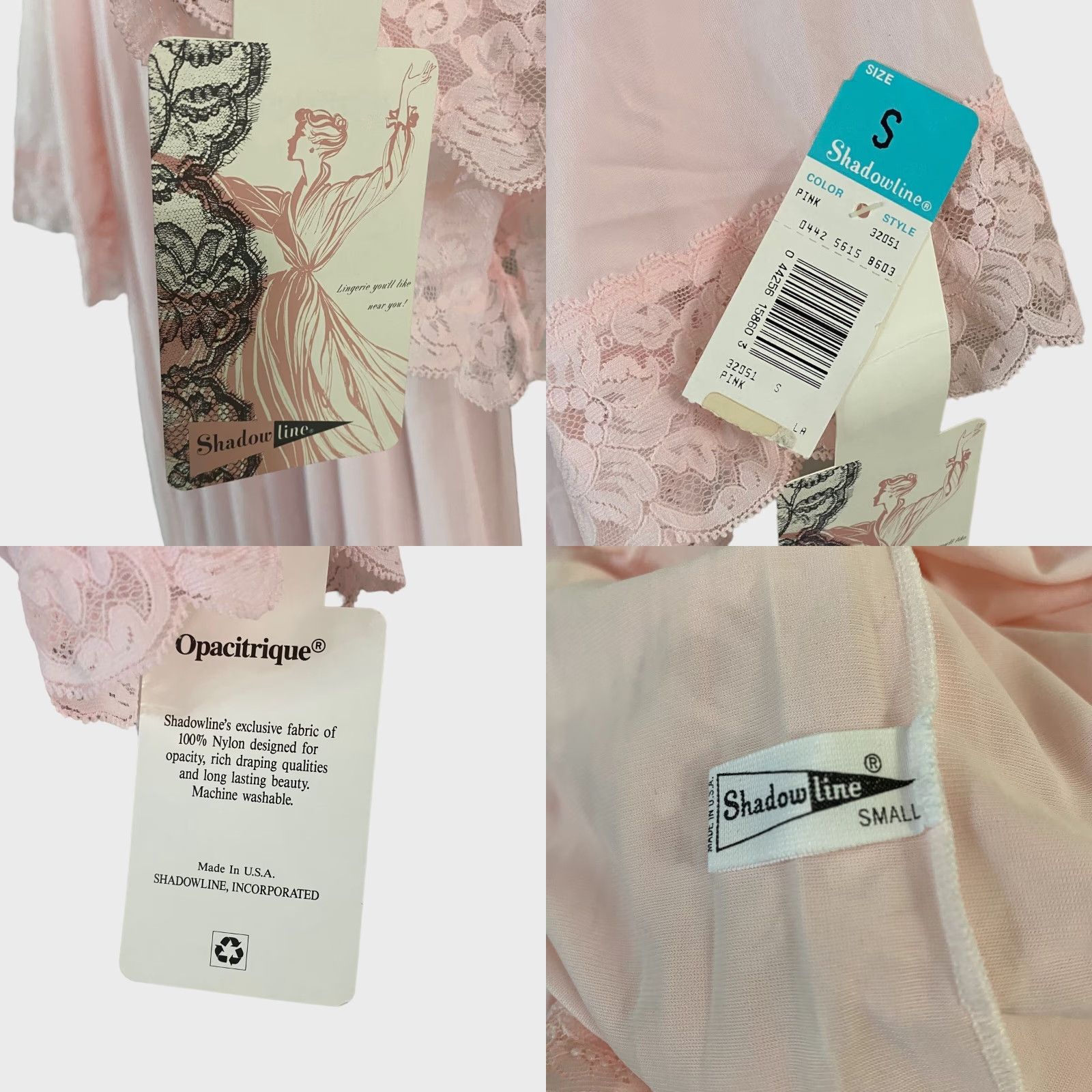 Vintage VINTAGE Shadowline Women's Nightgown Lingerie Pink Long Sleepwear Small S Nylon Blend US 1950s Size ONE SIZE - 8 Thumbnail