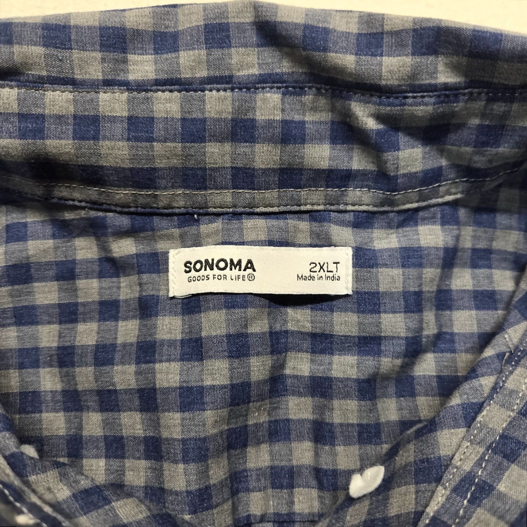 Vintage Sonoma Big & Tall Shirt Mens 2XLT Blue Plaid Button-Up Long Sleeve Cotton Blend Size US XXL / EU 58 / 5 - 2 Thumbnail