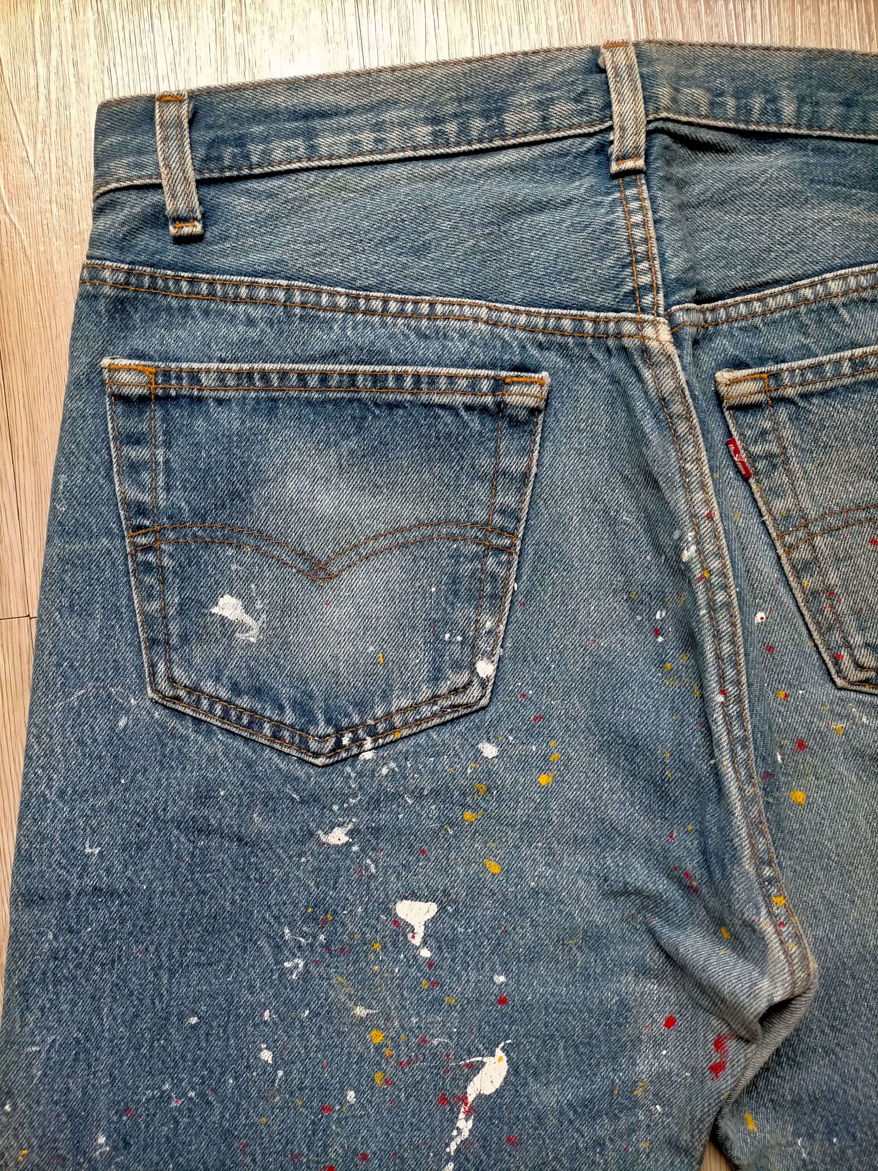 Levi's Vintage 80s Levis 501 usa Painted Denim Jeans Size US 33 - 10 Thumbnail