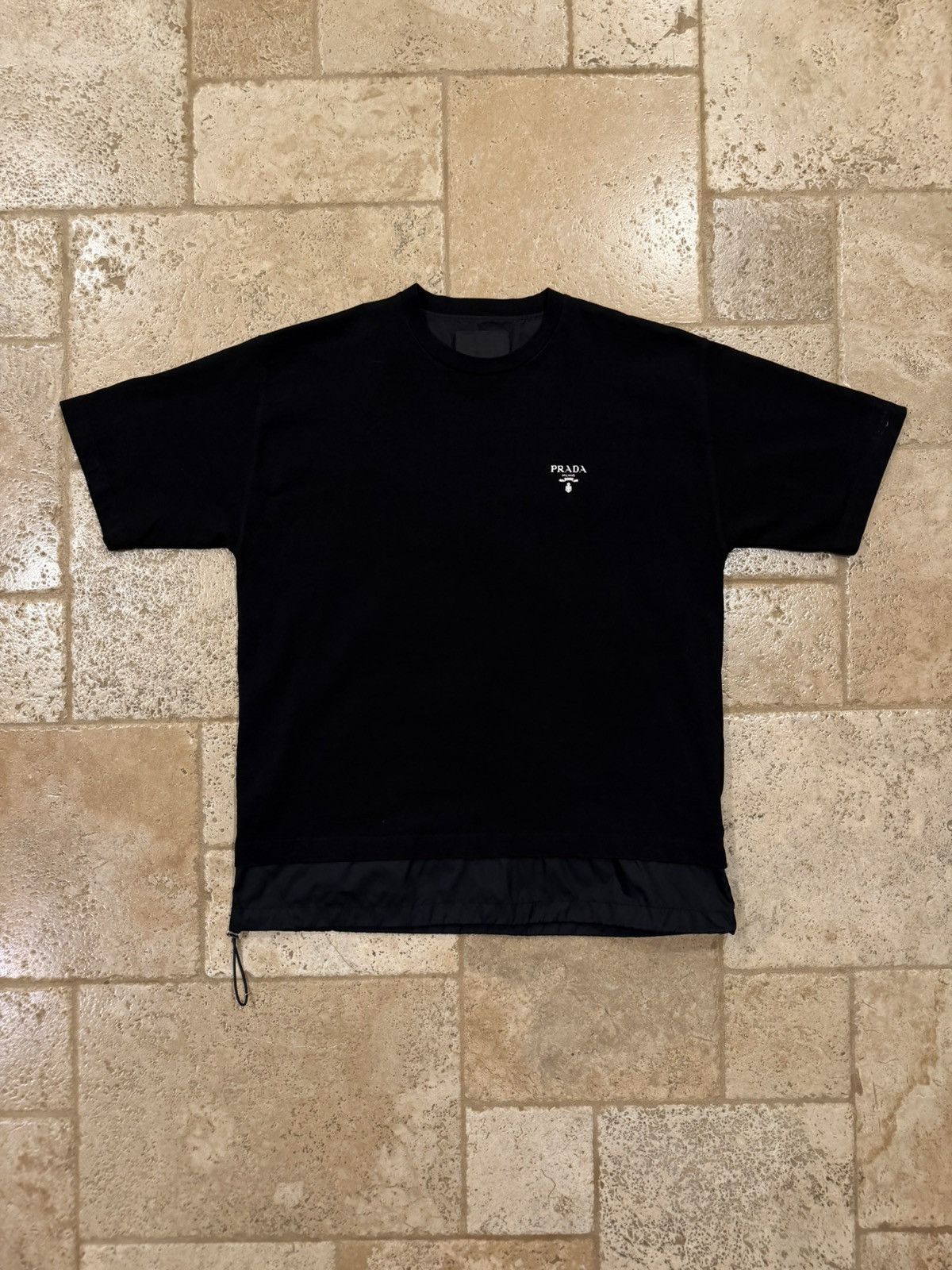 Prada Prada Jersey & Re-Nylon Logo Black T-Shirt Size US L / EU 52-54 / 3 - 3 Thumbnail