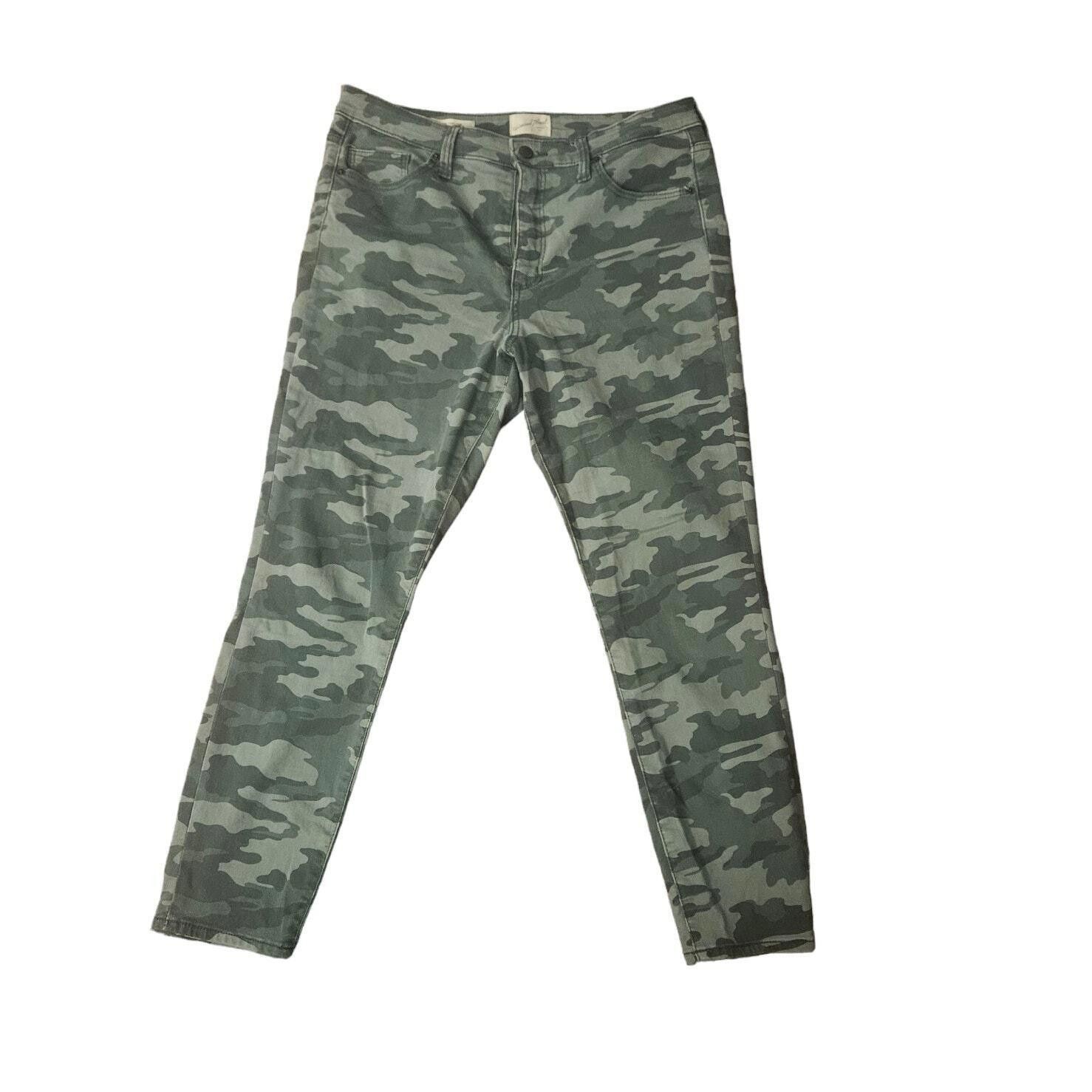 Designer Universal Thread Camouflage Skinny Jeans Crop Green Size 12 Size 34" / US 12 / IT 48 - 2 Thumbnail