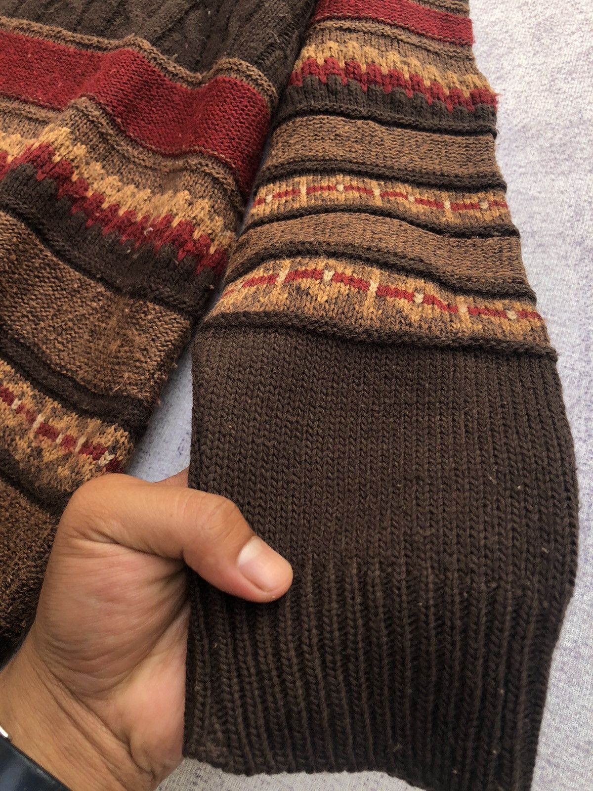 Aran Isles Knitwear 🔴Vintage COLERIGE Stripe Pureknit Jumper Made In Italy Size US L / EU 52-54 / 3 - 6 Thumbnail