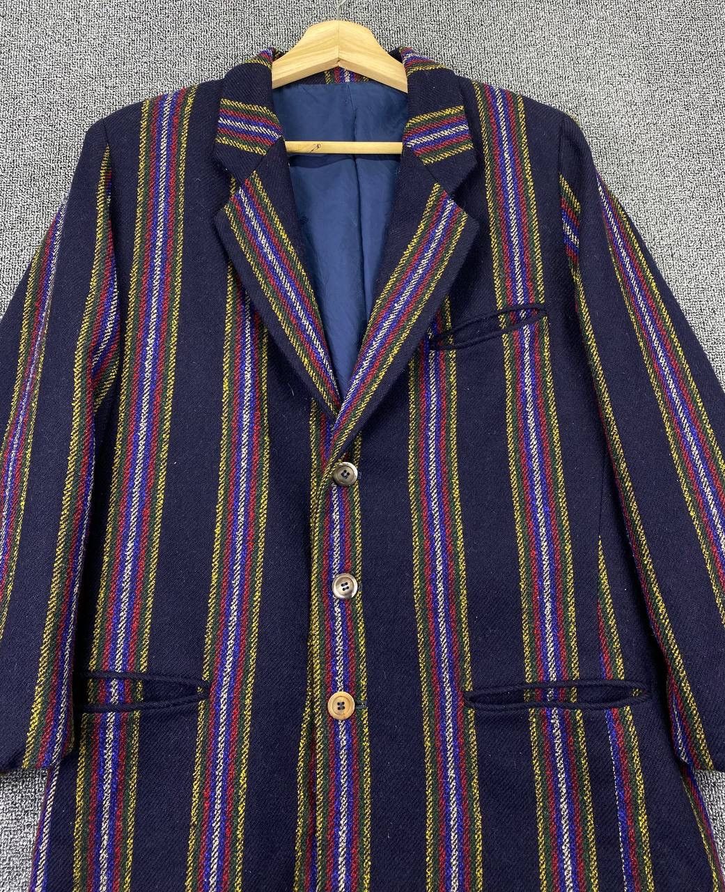 Kenzo × Vintage Vintage Kenzo Stripes Multicolour Knit’s Coats Wool Jacket Size US M / EU 48-50 / 2 - 3 Thumbnail