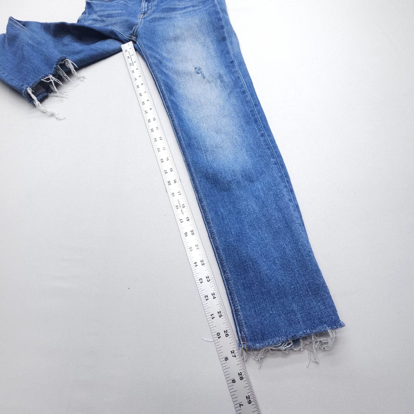 Vintage KanCan Jeans Slim Straight Leg High Rise 25 Blue Denim Pants 5-Pocket Stretch Women's Slim Fit Size 42" / US 20 - 4 Thumbnail