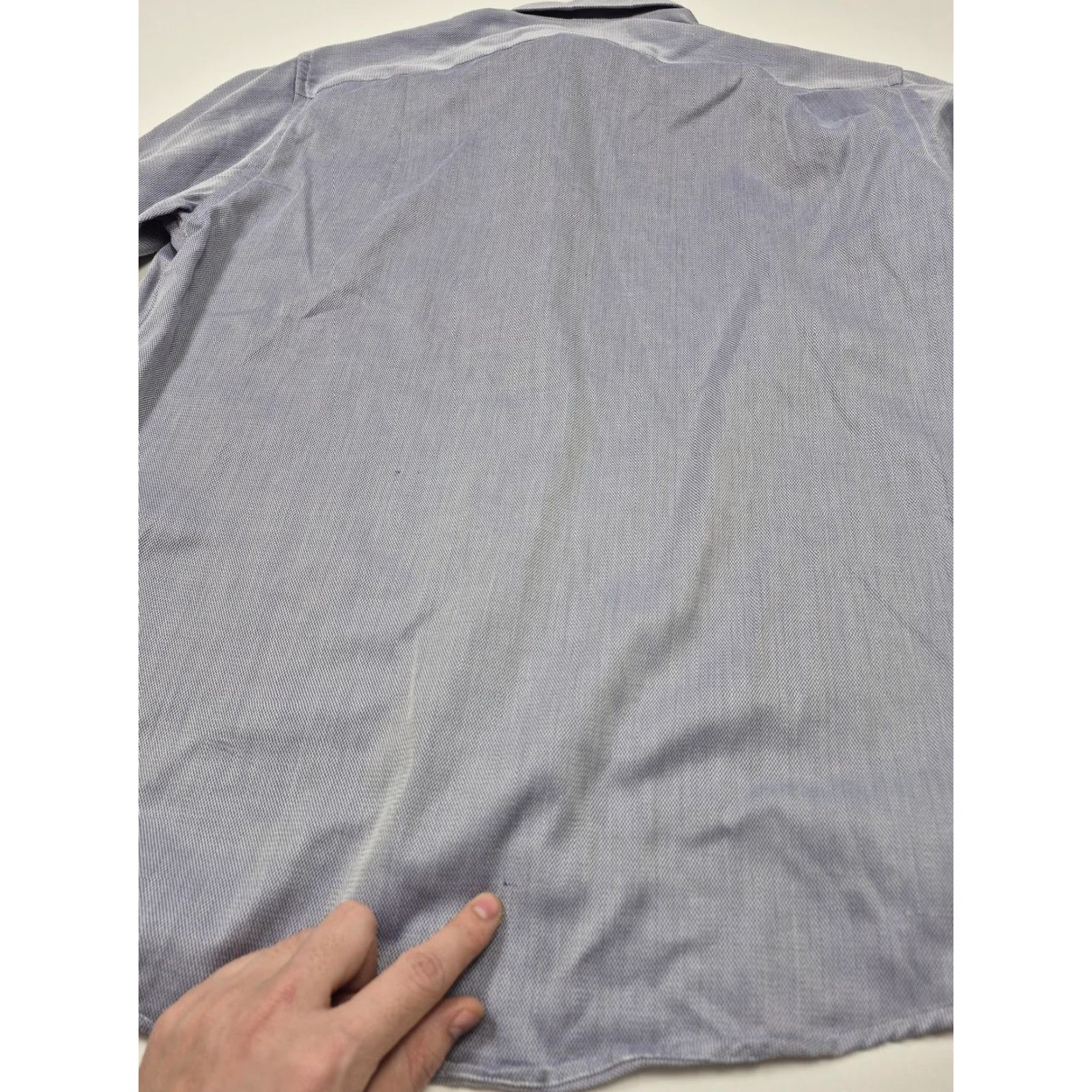 Eton EtonDress Shirt Mens 16.5 34/35 Blue Herringbone Point Collar Classic Fit Size 46R - 7 Thumbnail