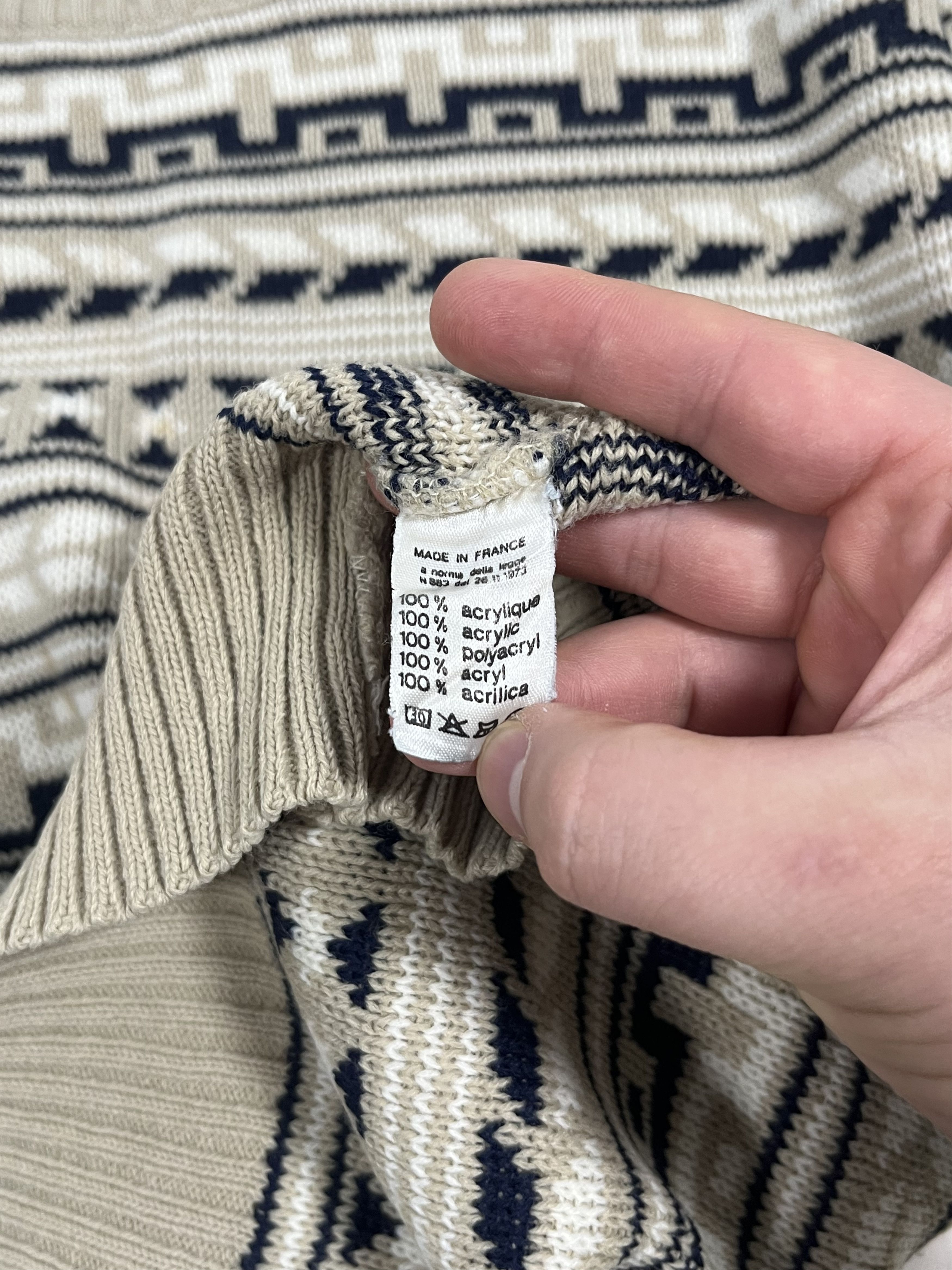 Lacoste Vintage Knitwear Lacoste Monogram 00SS MADE IN FRANCE Beige Size US L / EU 52-54 / 3 - 7 Thumbnail