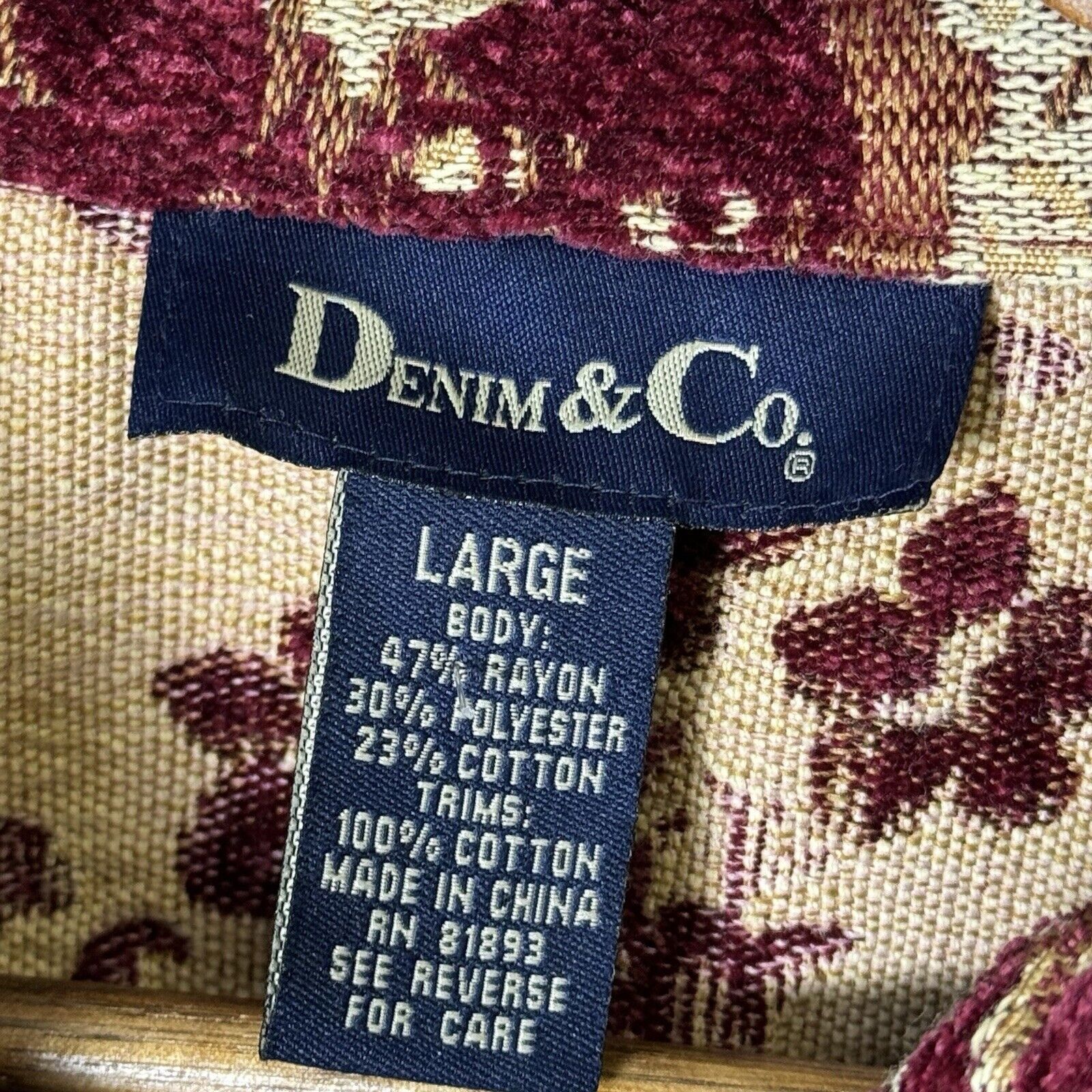 Denim & Co. Denim & Co Floral Brocade Womens Jacket Size Large 20x23 Red Size L / US 10 / IT 46 - 6 Thumbnail